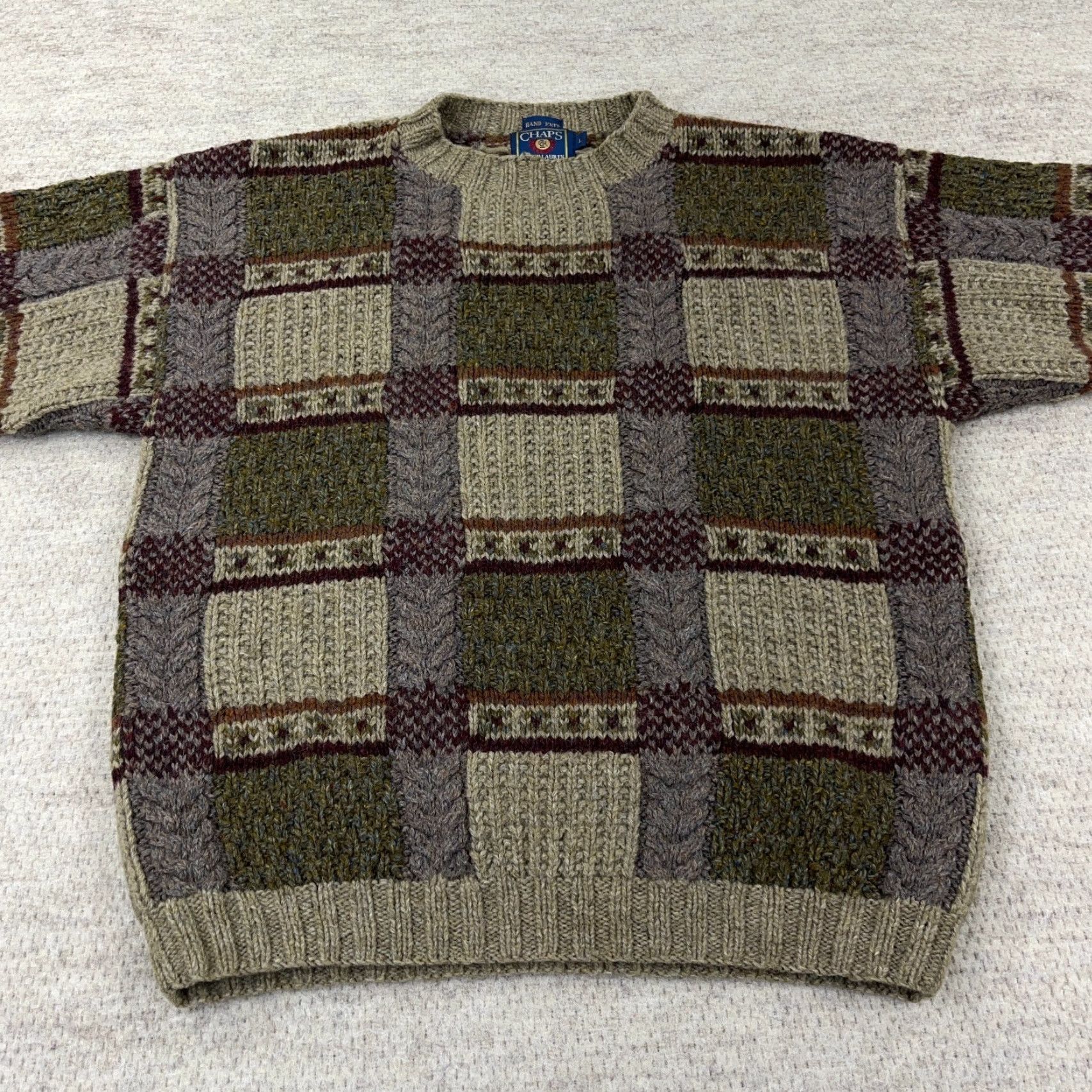 Chaps VINTAGE Chaps Ralph Lauren Sweater Men Large Wool Crew Neck Green 90s Preppy Logo Pullover General Mens Size US L / EU 52-54 / 3 - 7 Thumbnail