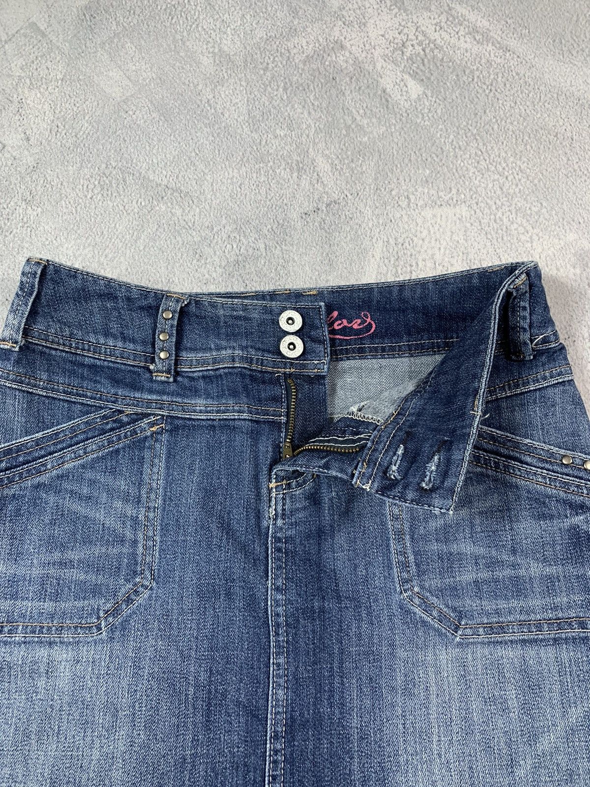 Japanese Brand × Vintage Vintage Y2K denim mini skirt streetwear style size 29 Size 29" - 4 Thumbnail