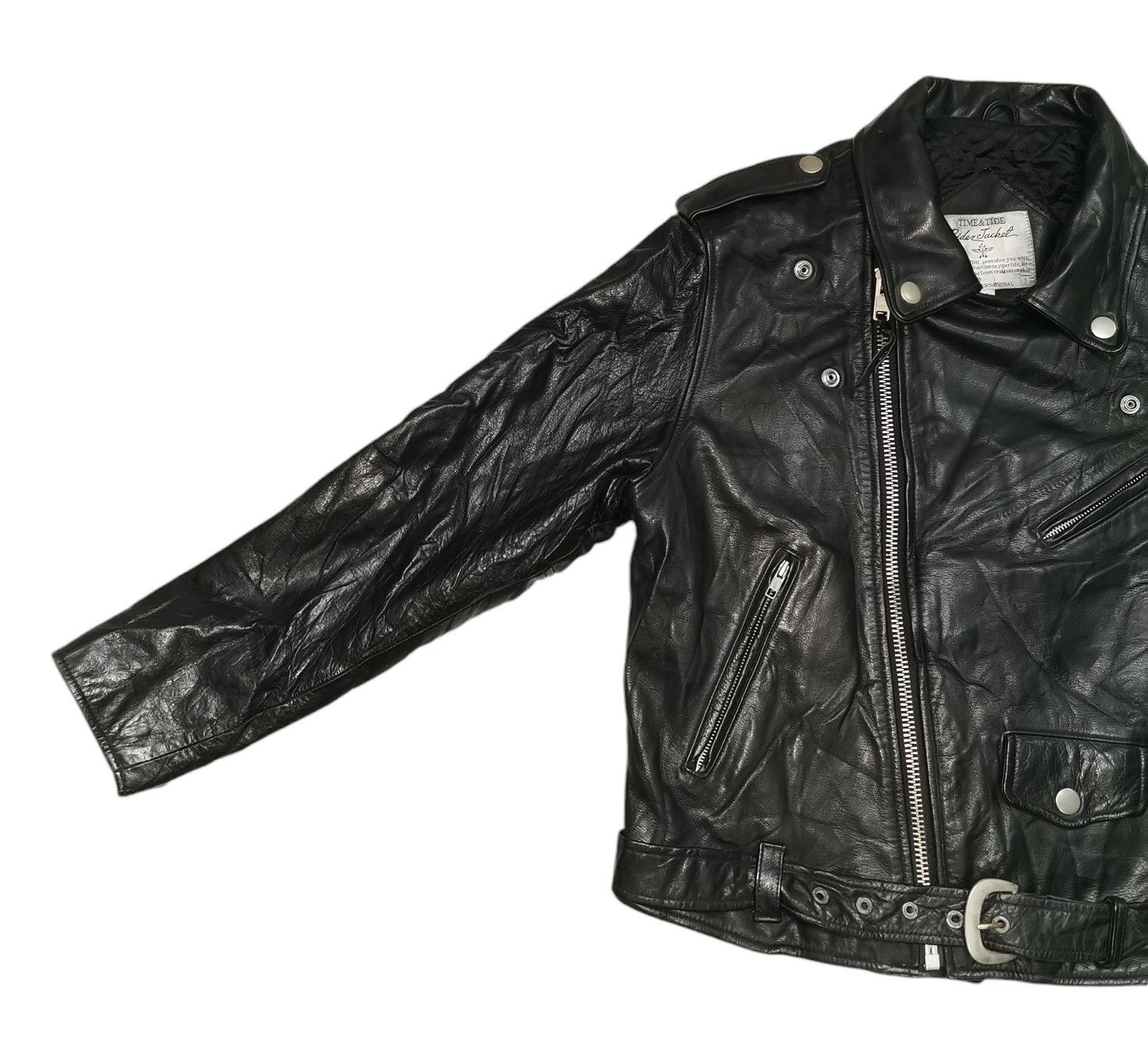 Japanese Brand Time & Tide Double Collar Leather Rider Jacket Size US M / EU 48-50 / 2 - 5 Thumbnail