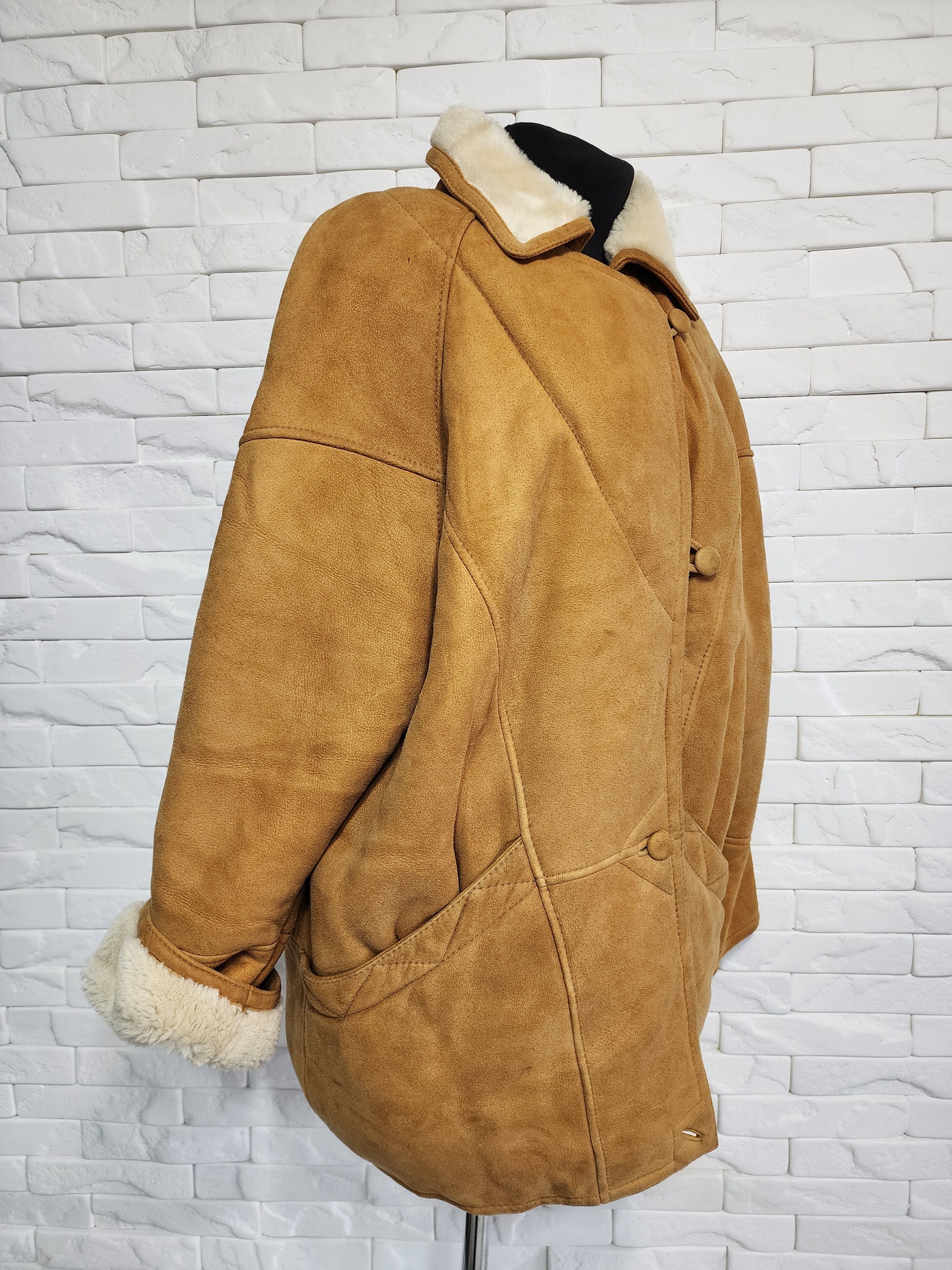 Genuine Leather Brown Sheepskin Coat: Women's Warm Genuine Fur Jacket Size XXL / US 16-18 / IT 52-54 - 3 Thumbnail