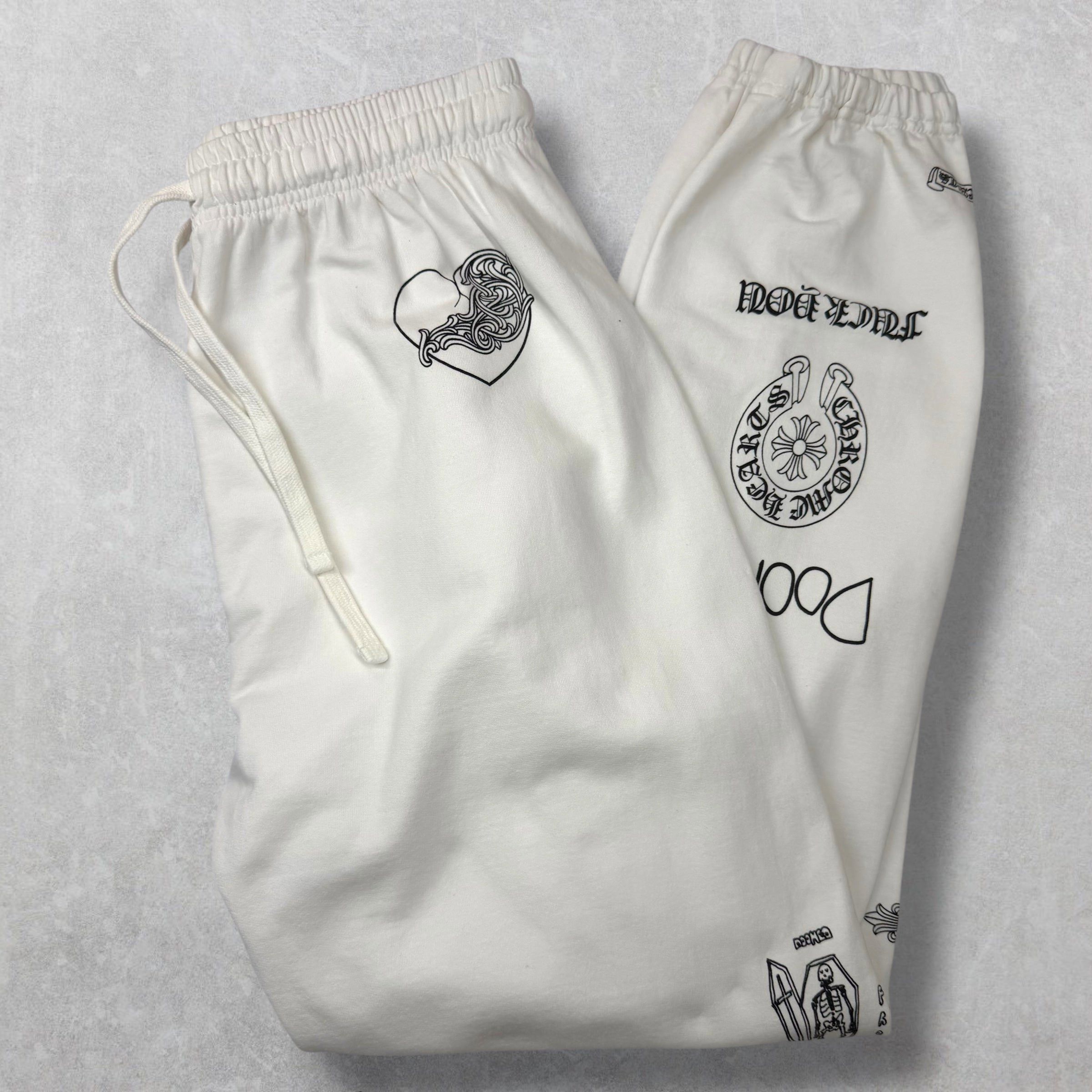 Chrome Hearts Chrome Hearts Deadly Doll Multi Logo Sweats White XL Size US 40 / EU 56 - 1 Thumbnail