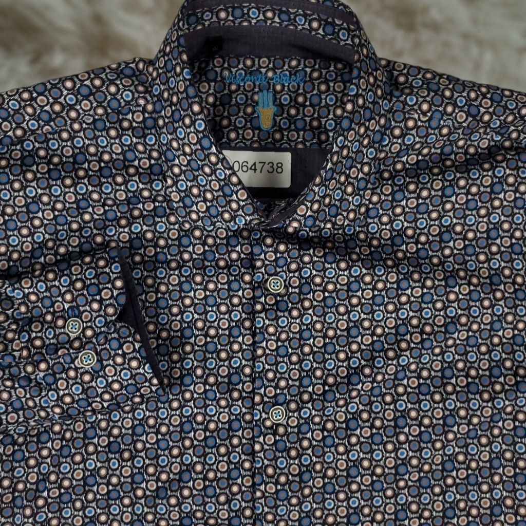 Visconti Shirt Mens Size XL Blue Geometric Button Up Long Sleeve