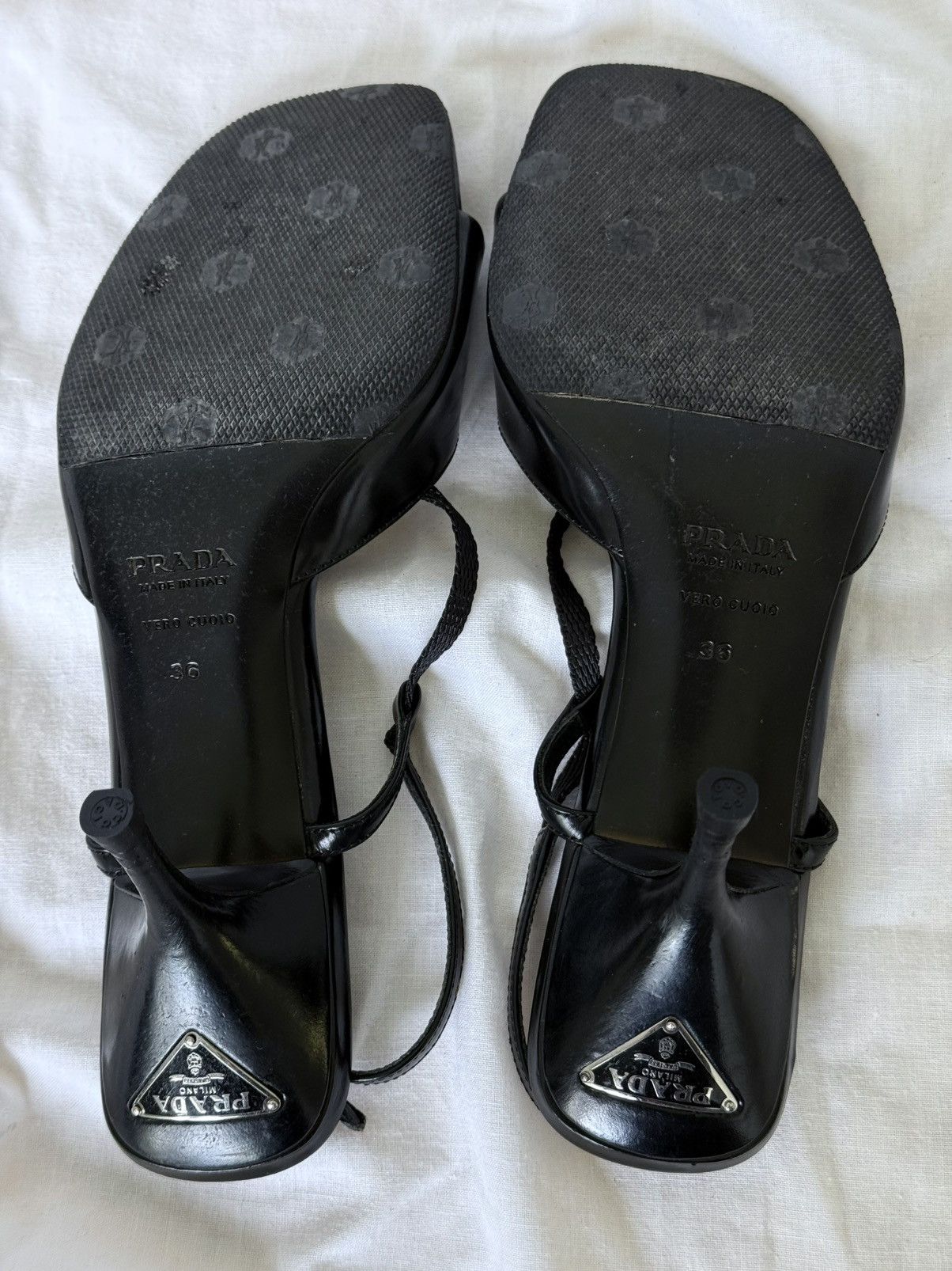 Prada Prada Black Patent Leather Metal Plaque Sandals Mules Size US 6 / IT 36 - 9 Thumbnail