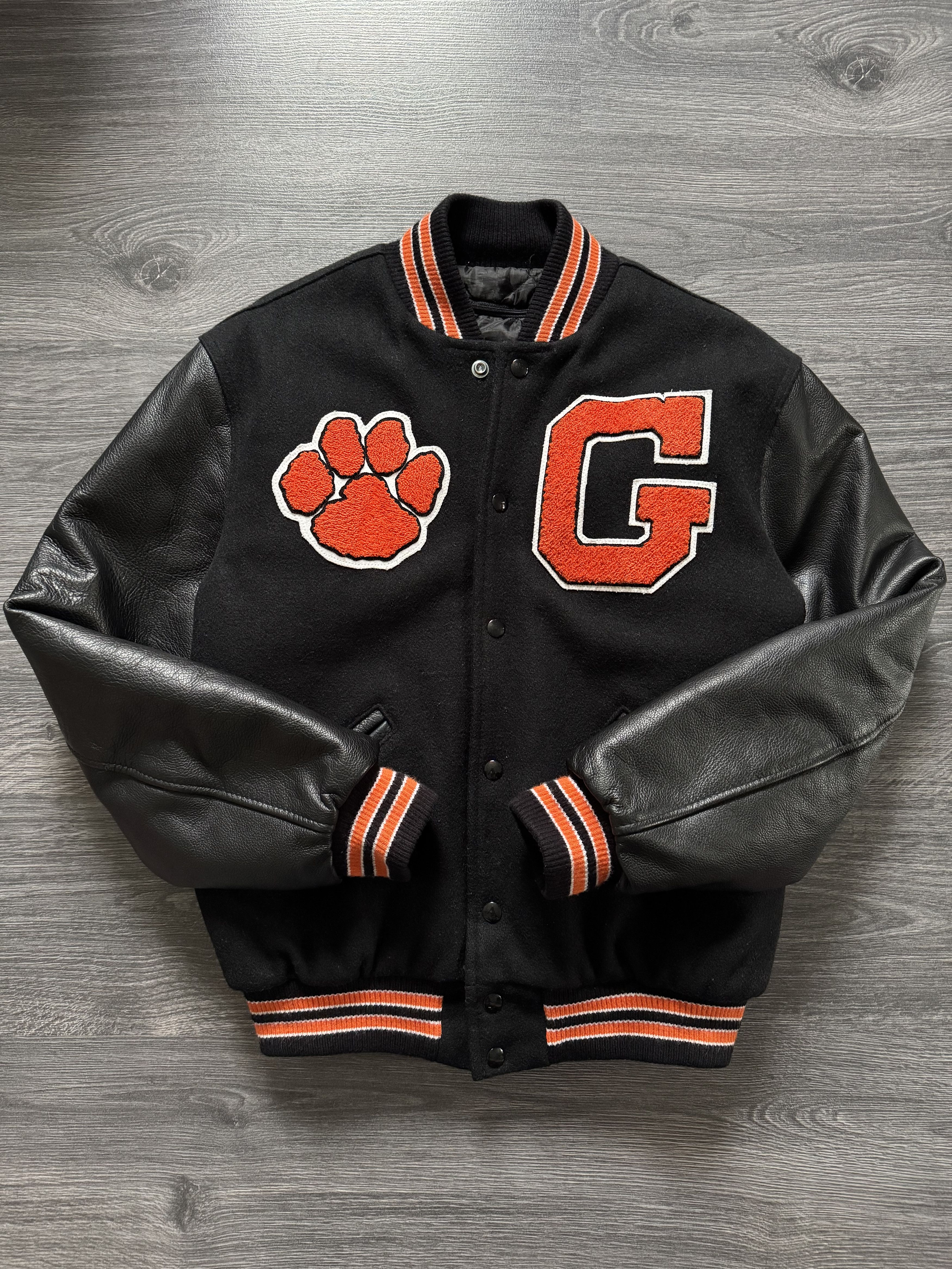 Vintage Akron Felt Varsity Jacket Wool Body Leather Sleeves