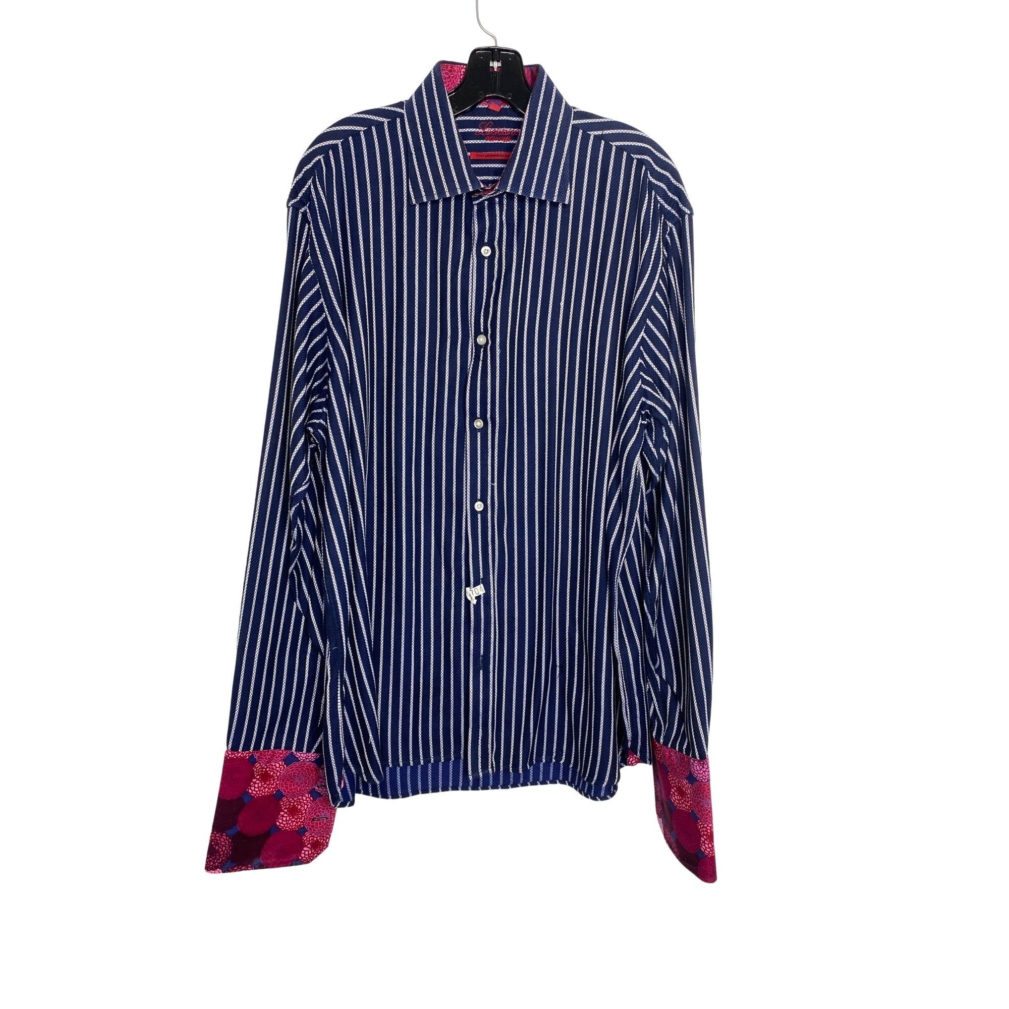 Luchiano Visconti LUCHIANO VISCONTI MEN'S 2 PLY COTTON FRENCH CUFF DRESS SHIRT Size US XL / EU 56 / 4 - 1 Thumbnail