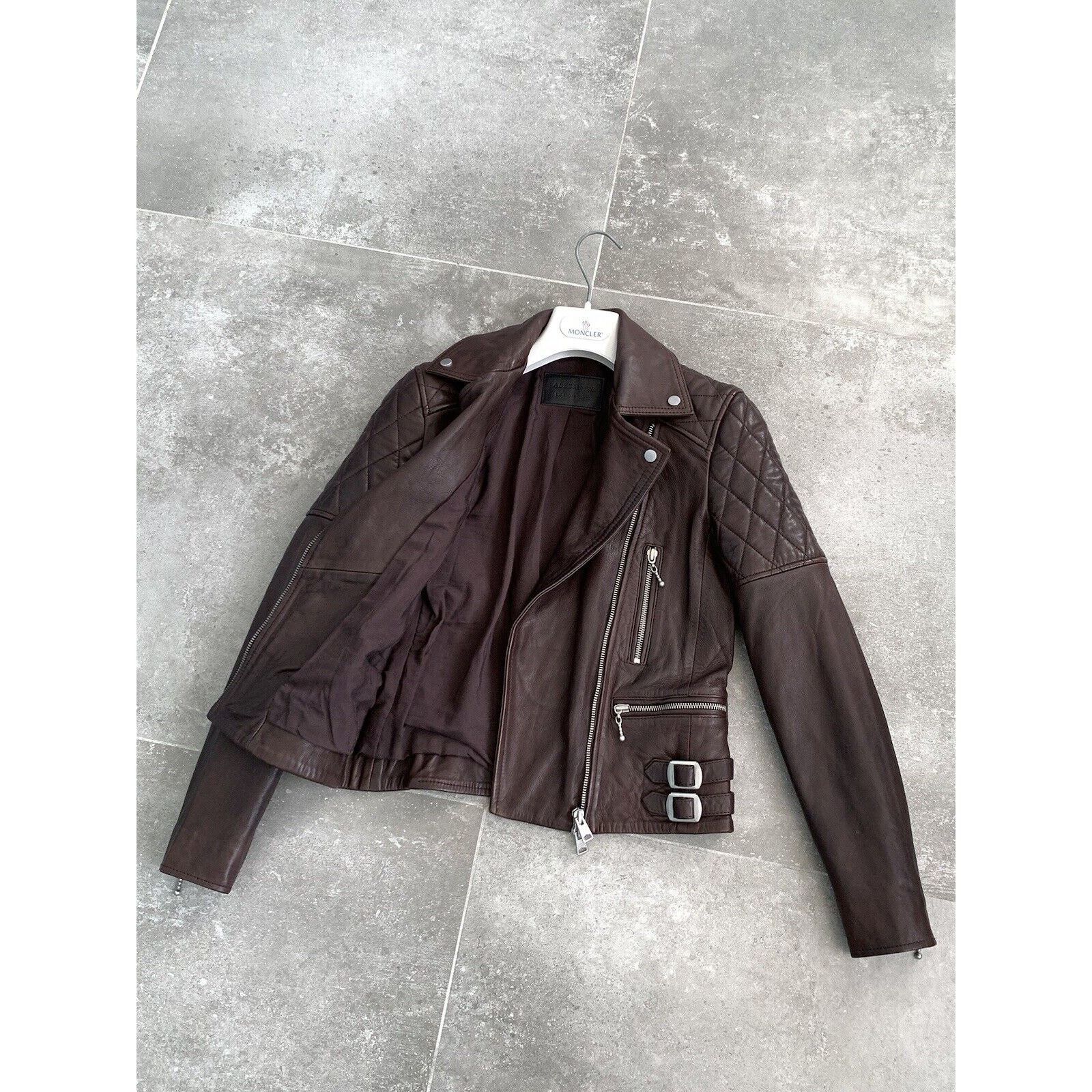 Allsaints Women ALL SAINTS Armstead Leather Biker Jacket XXS UK 4 US 0 Size XXS / US 00 / IT 34 - 17 Thumbnail