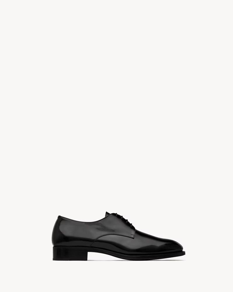Saint Laurent Paris o1b1hav110325 Adrien Derbies Metallic Leather Shoes Size US 8.5 / EU 41-42 - 2 Thumbnail