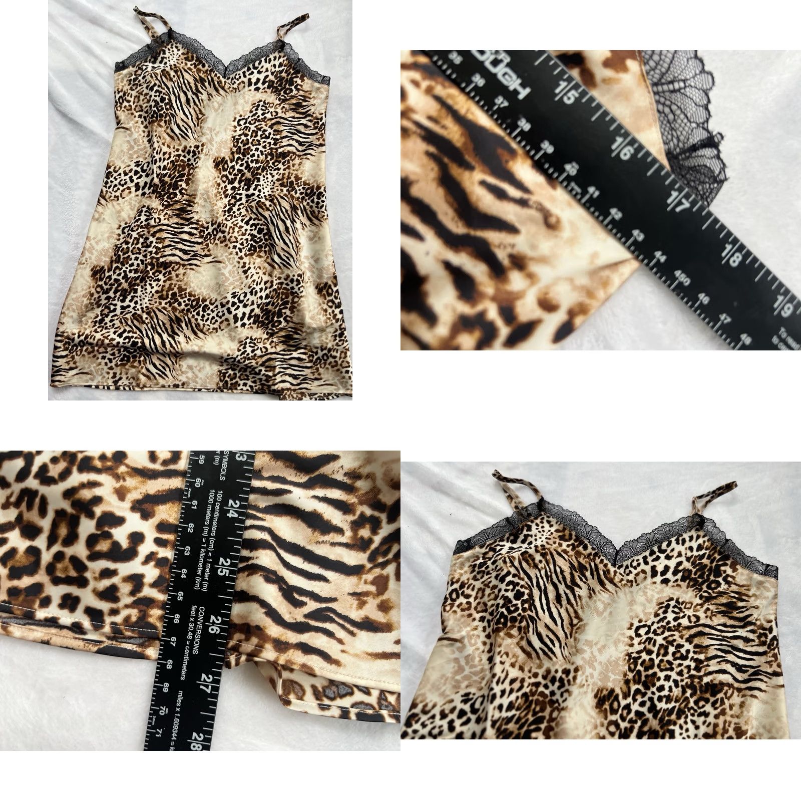 Incu NWT INC Leopard Print Nightgown Lace Gown Sleeveless V-Neck Size S Multicolor Size ONE SIZE - 8 Thumbnail