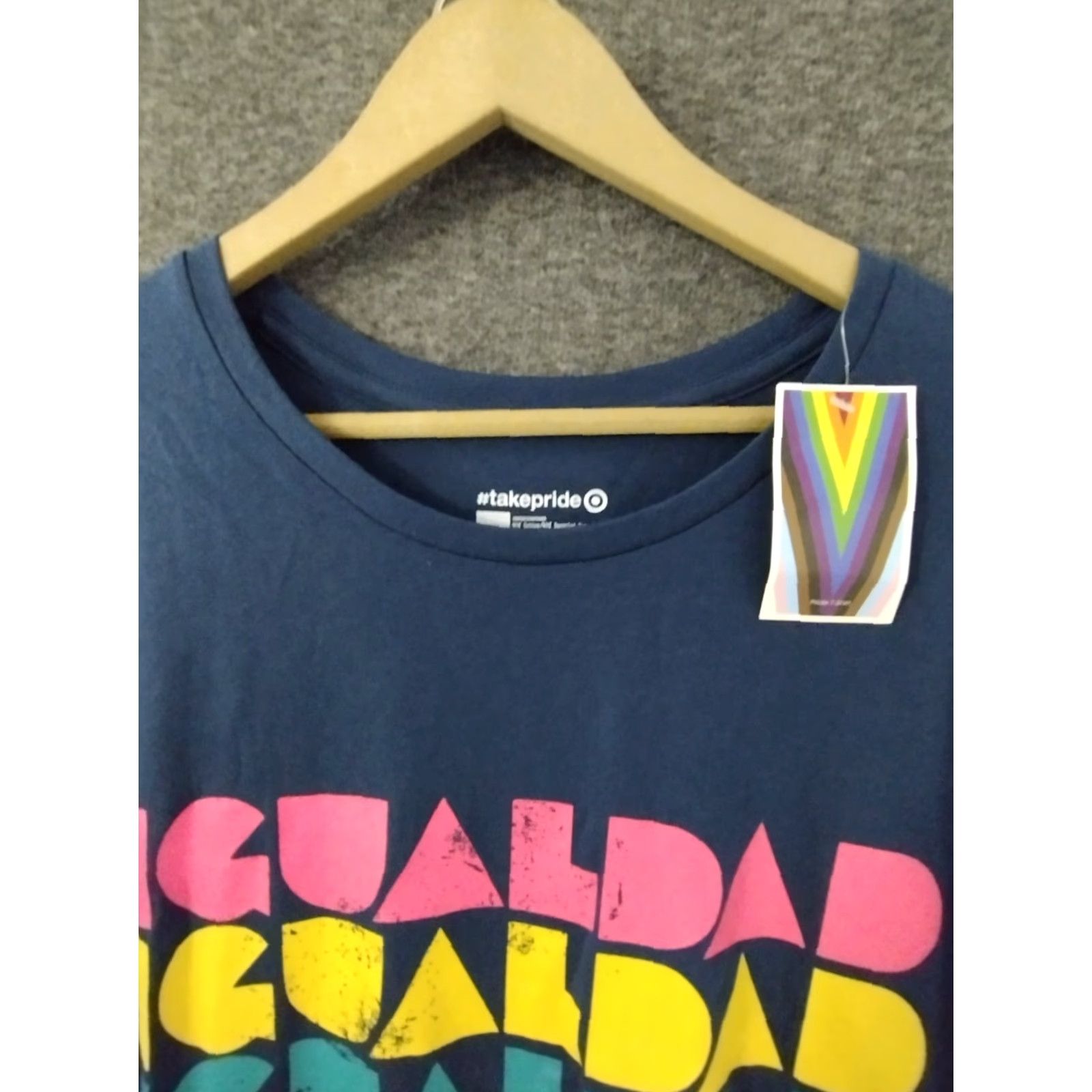 Vintage #takepride Adult IgualDaD Equality T-Shirt Blue XXL - Unisex Shirt, Crew Neck, Short Sleeve, Graphic Print, Logo Accent, 90s Theme? Size US XXL / EU 58 / 5 - 3 Thumbnail