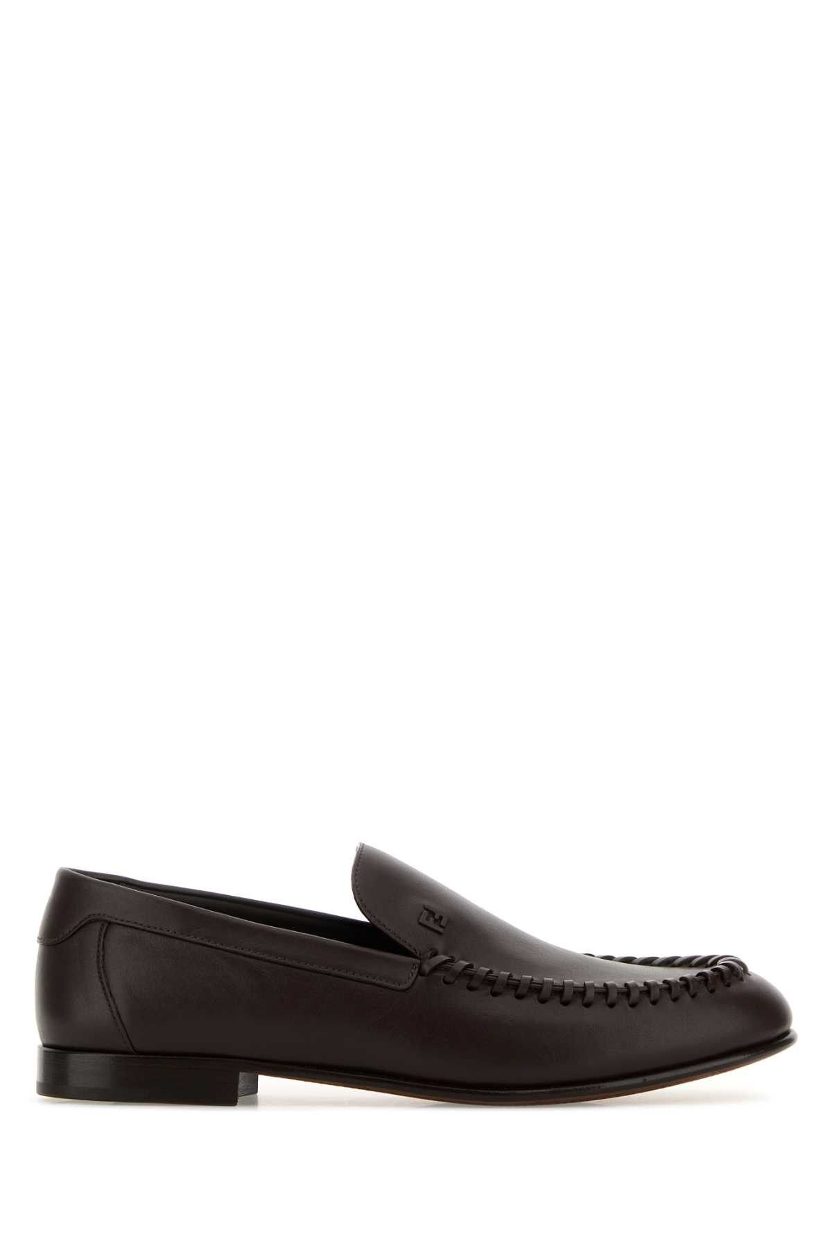 Fendi Dark Brown Leather Loafers Size US 9 / EU 42 - 1 Thumbnail