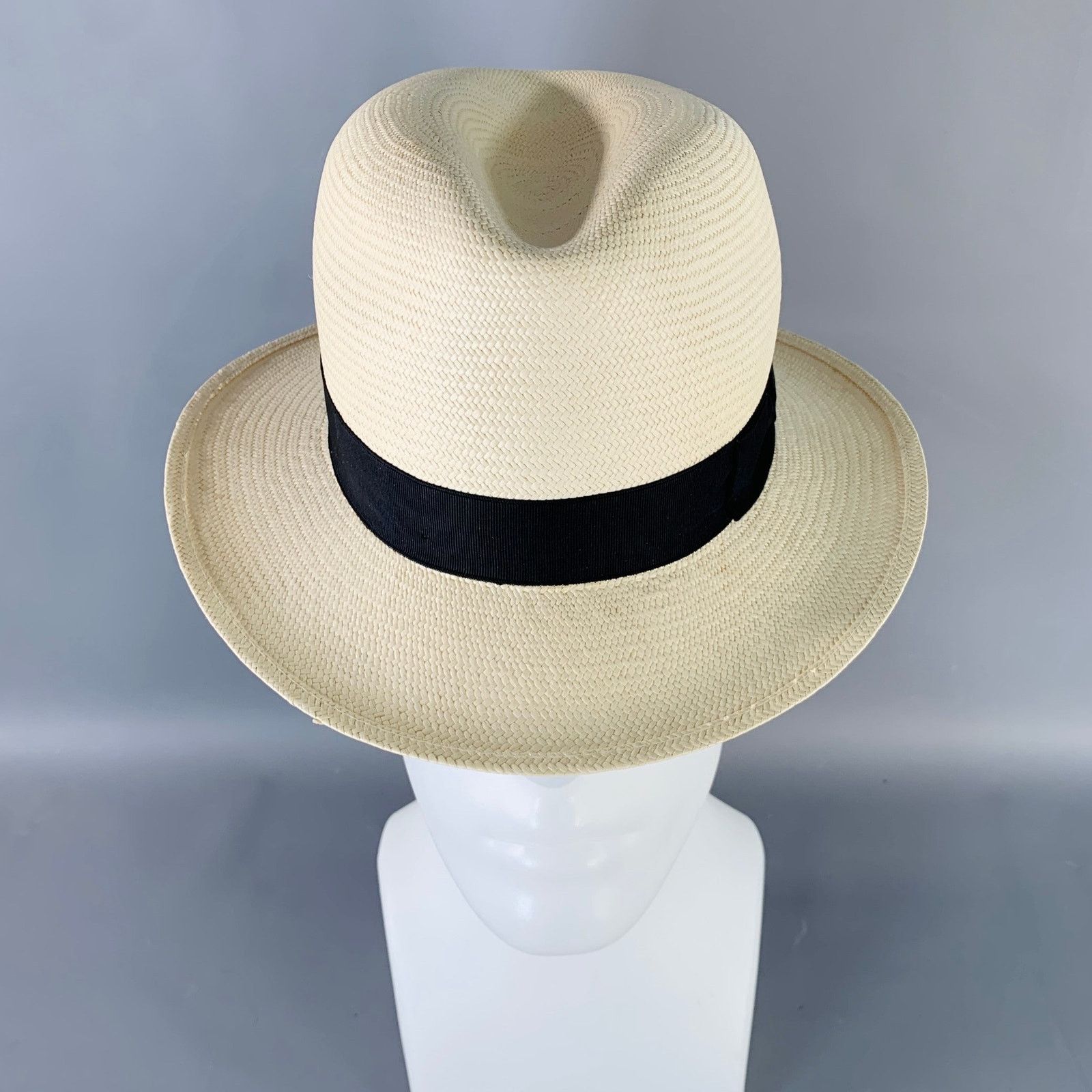 Borsalino BORSALINO Size S Beige Black Straw Fedora Size ONE SIZE - 3 Thumbnail