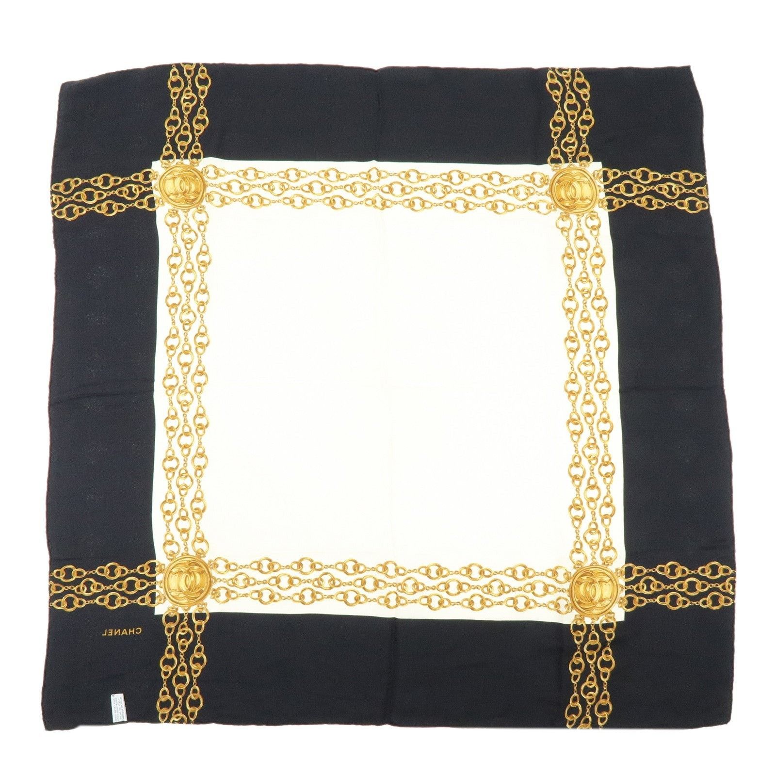 Chanel Chanel Chain Motif Silk Scarf Black Size ONE SIZE - 2 Thumbnail
