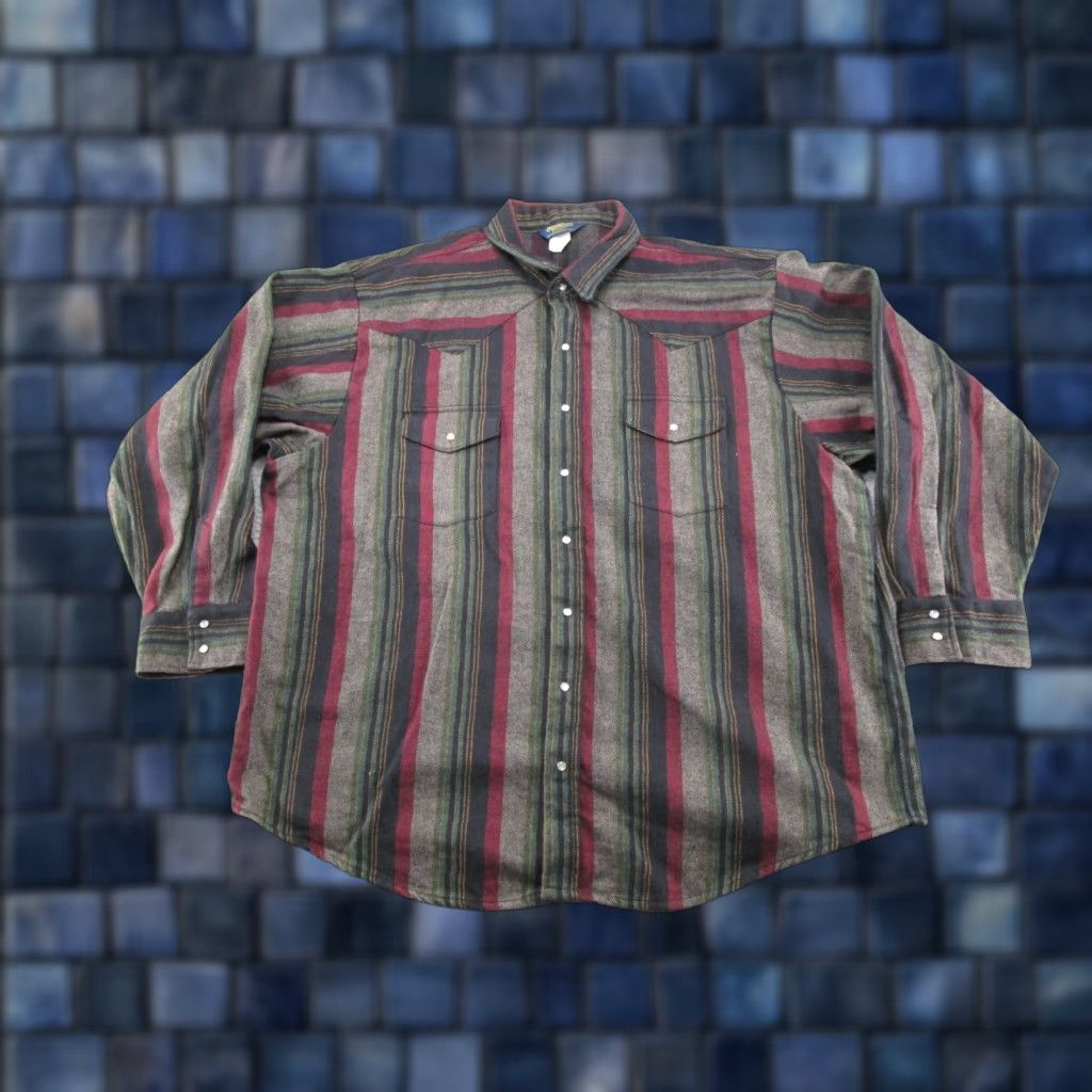 Vintage Vintage Oshkosh B'gosh Western Pearl Snap Long Sleeve Shirt Mens 3XL Striped Cotton Flannel" Size US XXL / EU 58 / 5 - 1 Thumbnail