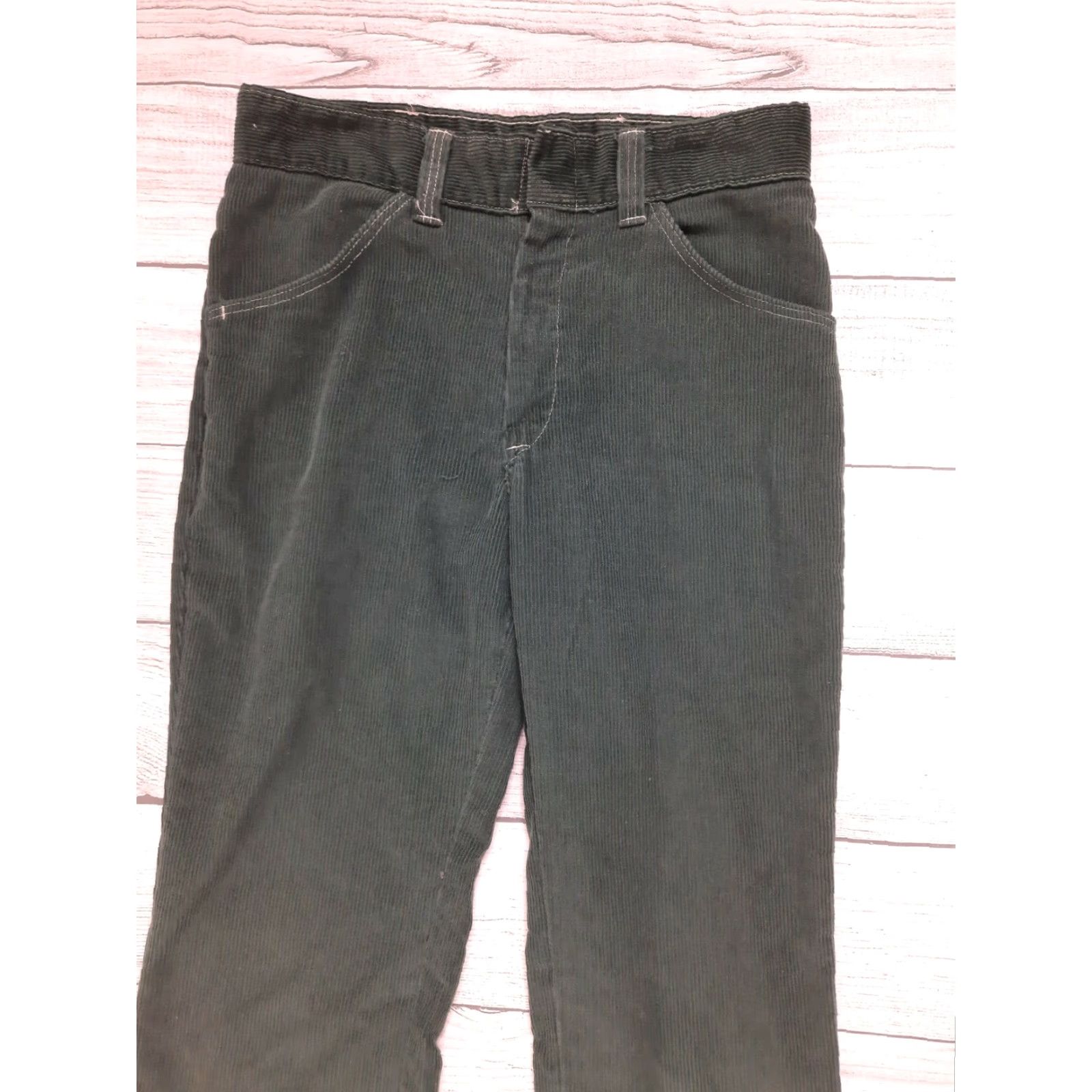 JCPenney VINTAGE JC Penny Corduroy Bootcut Flare Pants USA Women's 28x28 Green 1970s 70s Disco Jeans Women’s Fit Size 28" / US 6 / IT 42 - 2 Thumbnail