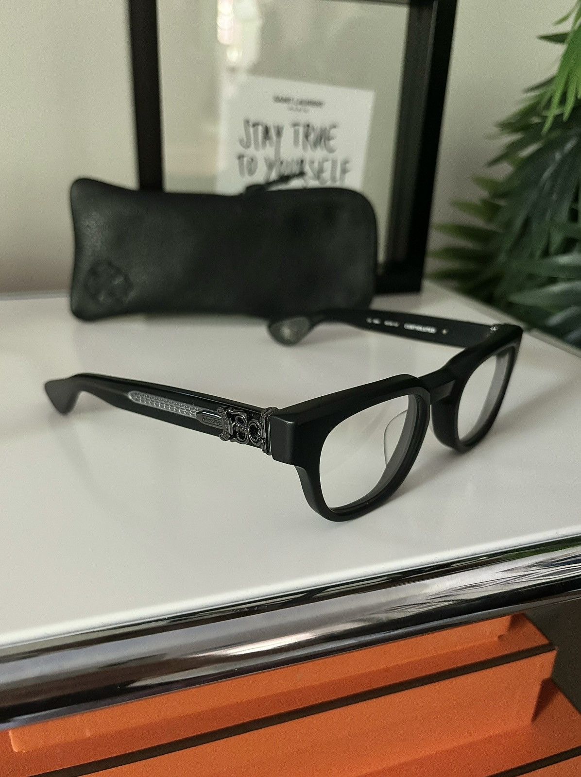 image of Chrome Hearts 2024 Cuntvoluted Black Glasses in Metal, Men's