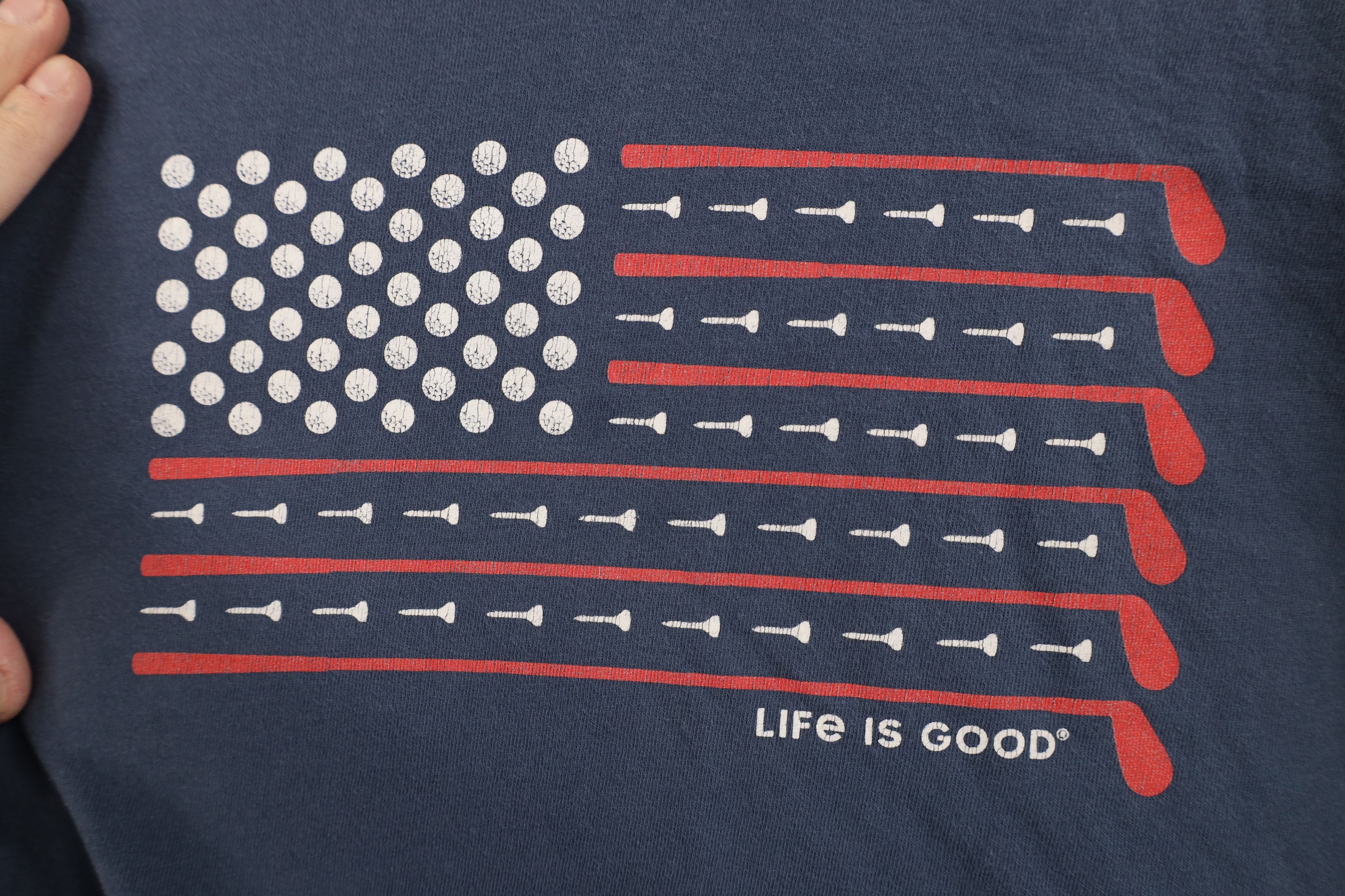 Life is Good Life Is Good Spell Out American Flag Golf Golfing T-Shirt Size US XXL / EU 58 / 5 - 5 Thumbnail