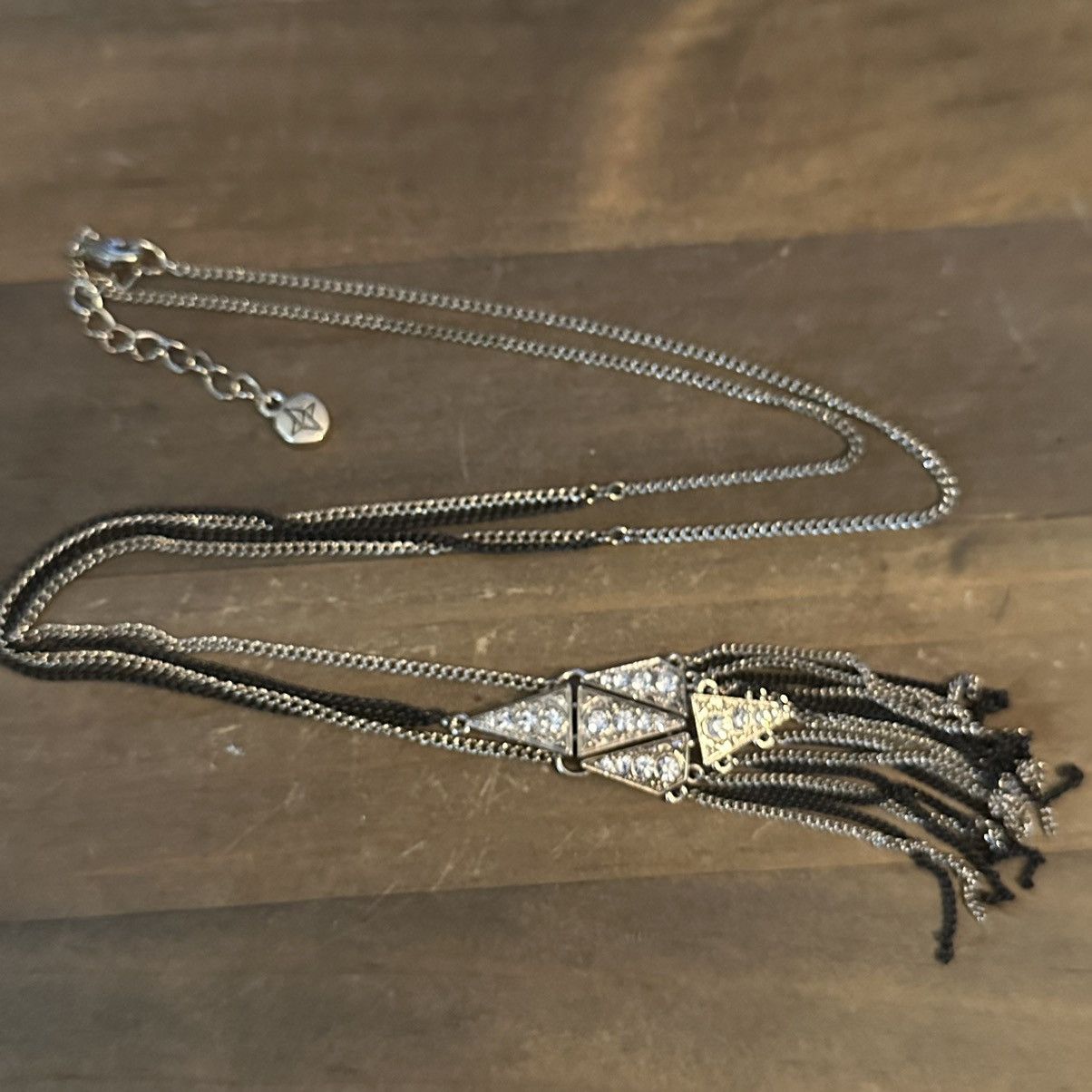 Other BCBGeneration two tone rhinestone geometric tassel necklace Size ONE SIZE - 4 Thumbnail