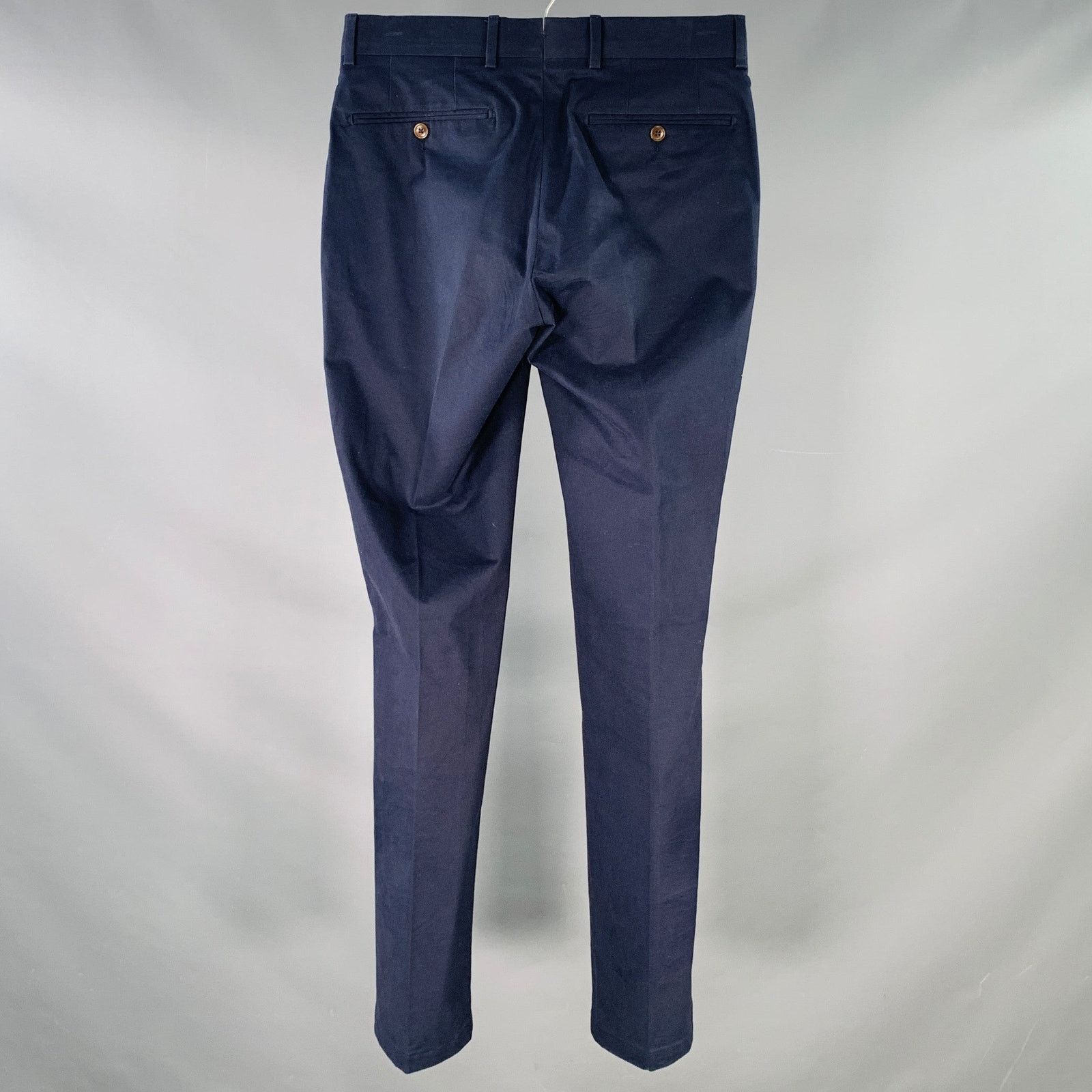 Ralph Lauren Size 28 Navy Cotton Blend Slim Straight Zip Fly Dress Pants Size US 28 / EU 44 - 2 Thumbnail