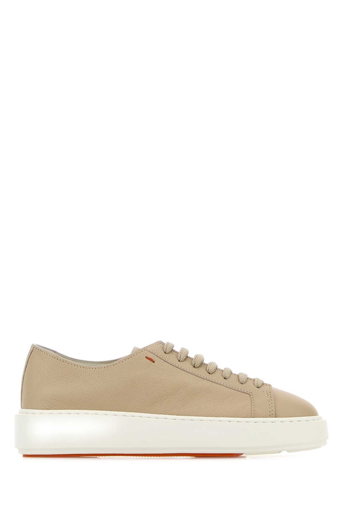 Santoni Beige Leather Clean Sneakers Size US 9 / IT 39 - 1 Thumbnail