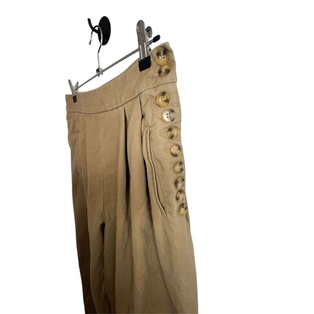 Zara ZARA Brown Wide Leg High Rise Pants With Side Buttons Size 30" / US 8 / IT 44 - 2 Thumbnail