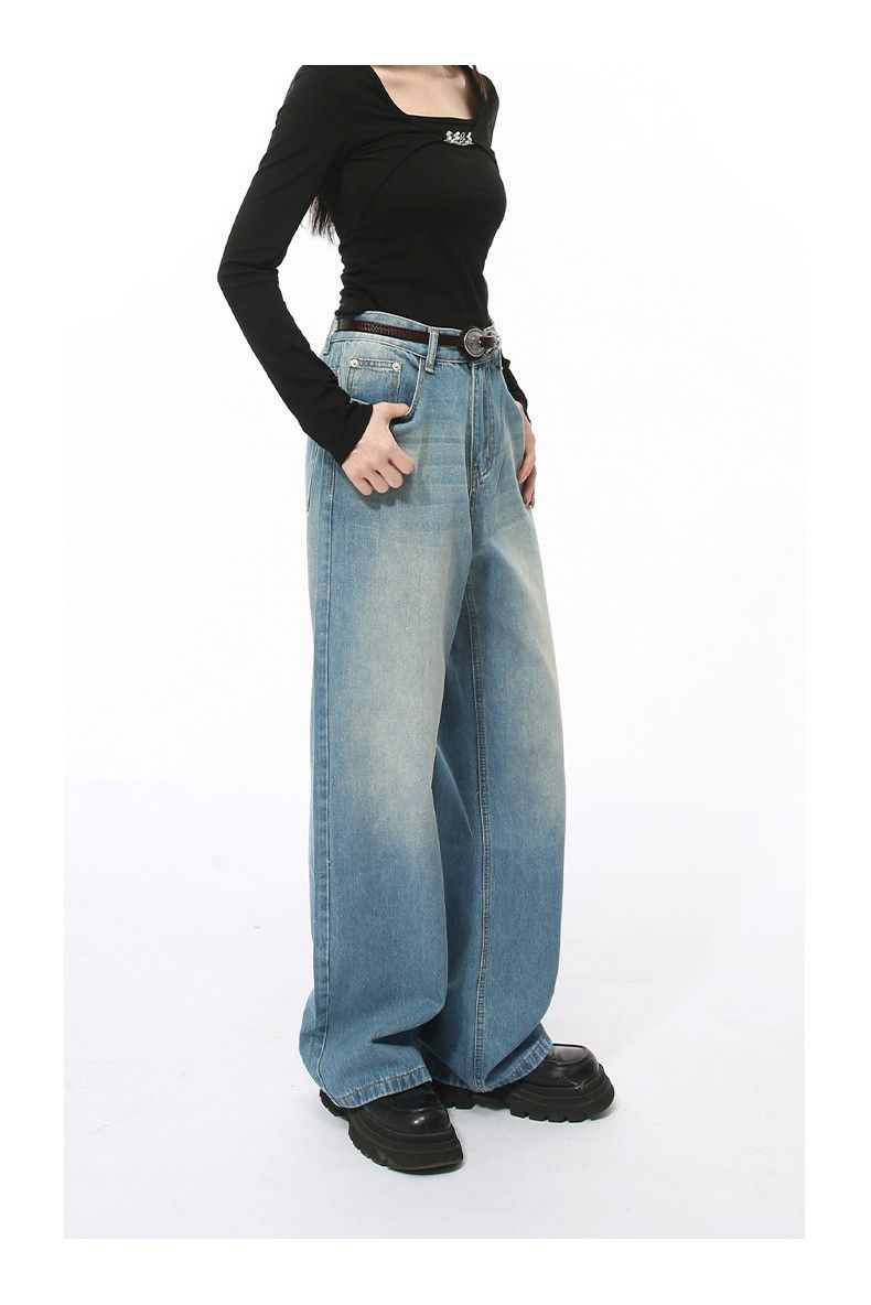 Japanese Brand Men's Japanese retro style wide-leg loose washed jeans Size US 32 / EU 48 - 4 Thumbnail