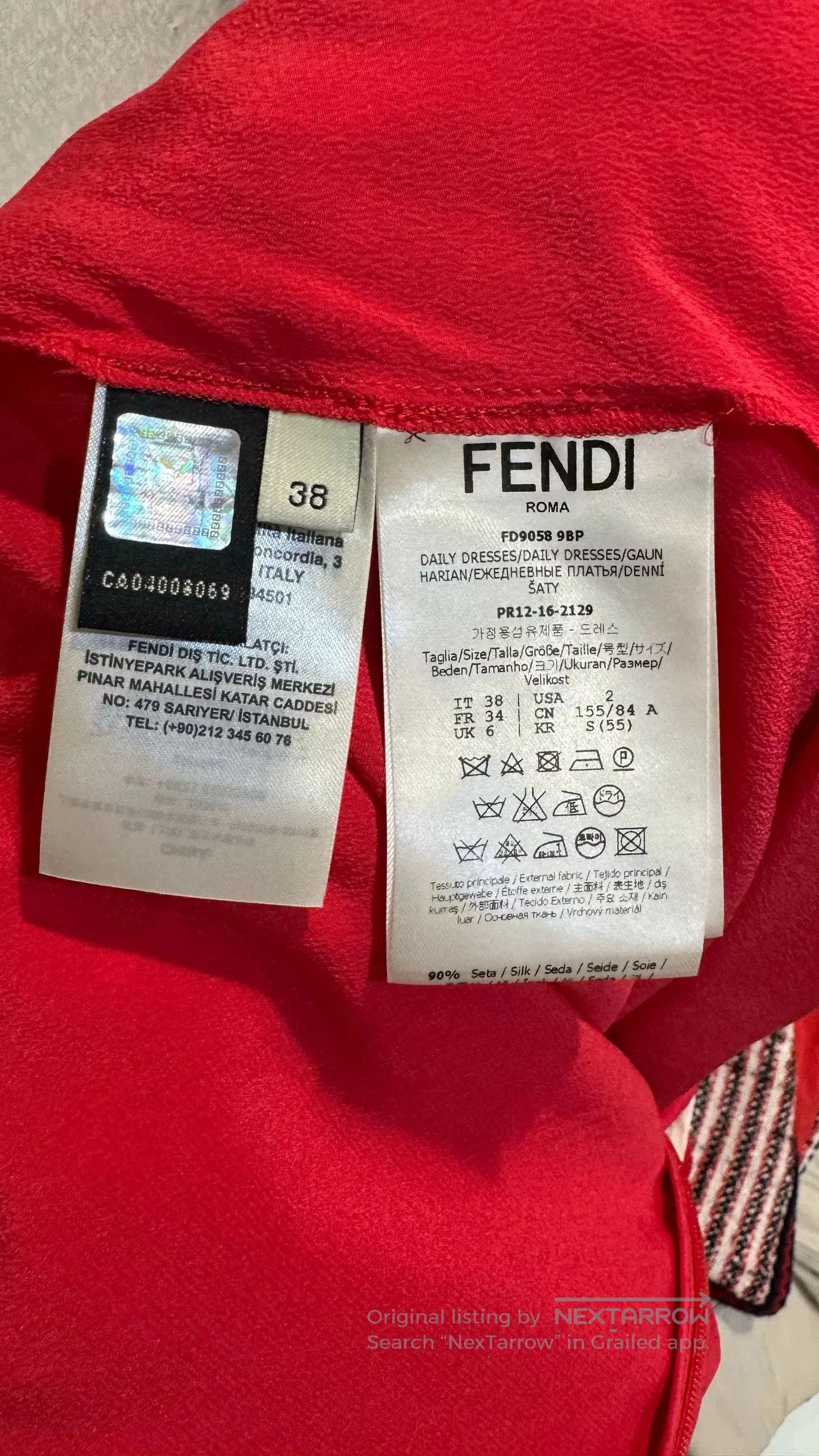 Fendi FENDI Red Silk Floral Print Dress. Size US XS / EU 42 / 0 - 4 Thumbnail