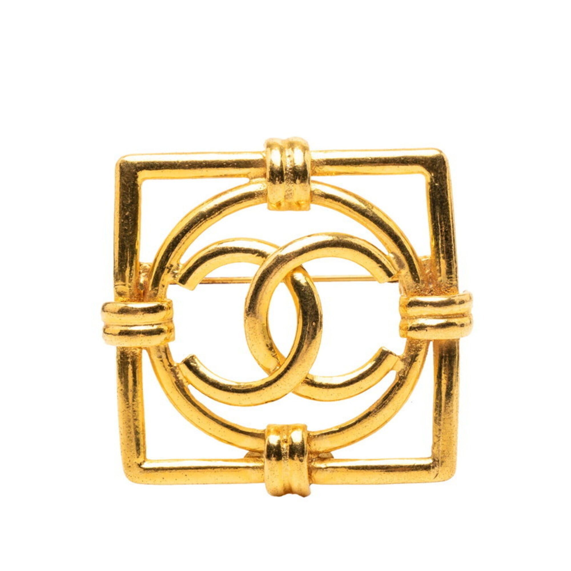 Chanel Chanel Vintage Coco Mark Square Brooch Gold Plated Women's CHANEL Size ONE SIZE - 1 Thumbnail