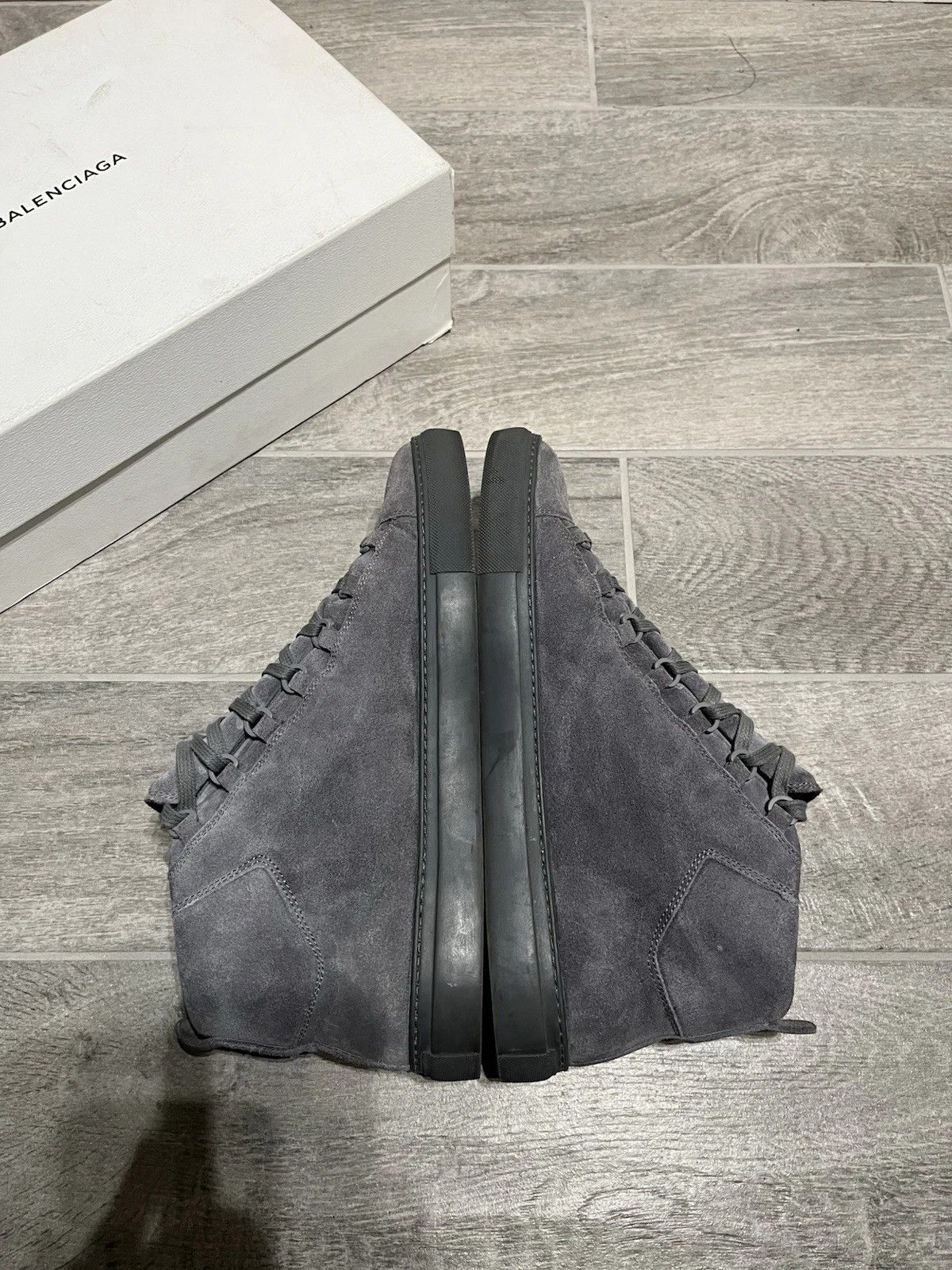 Balenciaga Balenciaga Arena Gray 14 Suede High Top Sneakers Size US 14 / EU 47 - 6 Thumbnail
