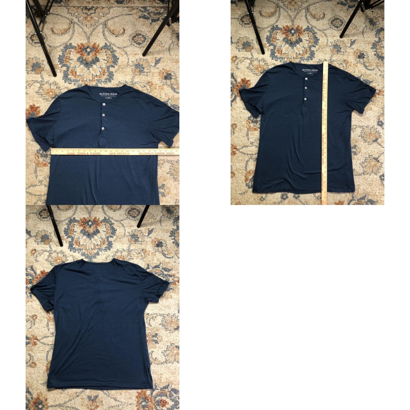 Mizzen+Main Mizzen+Main Henley Shirt Mens Large Blue Short Sleeve Tagless Casual Knit T-Shirt Size US L / EU 52-54 / 3 - 8 Thumbnail