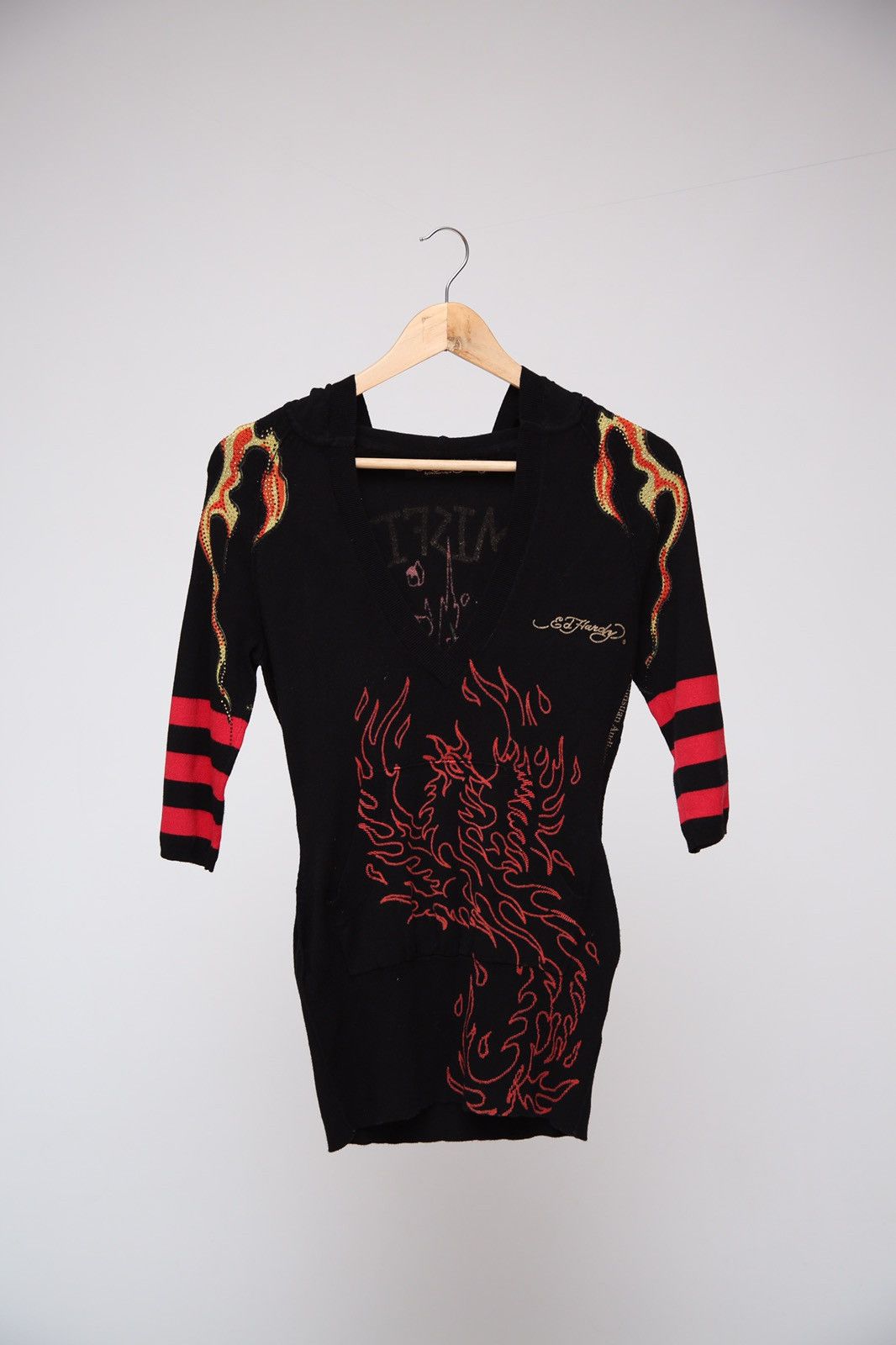 Christian Audigier × Ed Hardy Ed Hardy Dress Hoodie Flames Size XS / US 0-2 / IT 36-38 - 2 Thumbnail