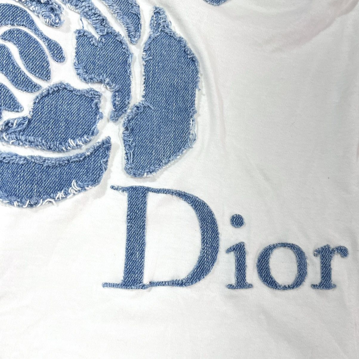 Christian Dior Monsieur × Vintage Vintage Christian Dior Tee with Denim Application of Roses Size M / US 6-8 / IT 42-44 - 3 Thumbnail