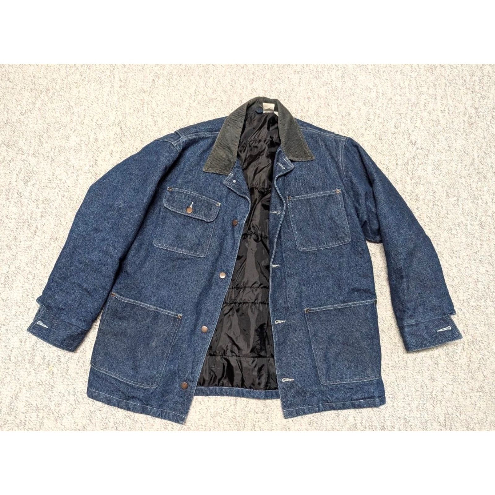 Carhartt VINTAGE Chore Coat Denim Coat XL Men Blue Canada 1990s Union Made Carhart Denim Leather Outer Shell Solid 46-48 Chest Size US XL / EU 56 / 4 - 3 Thumbnail