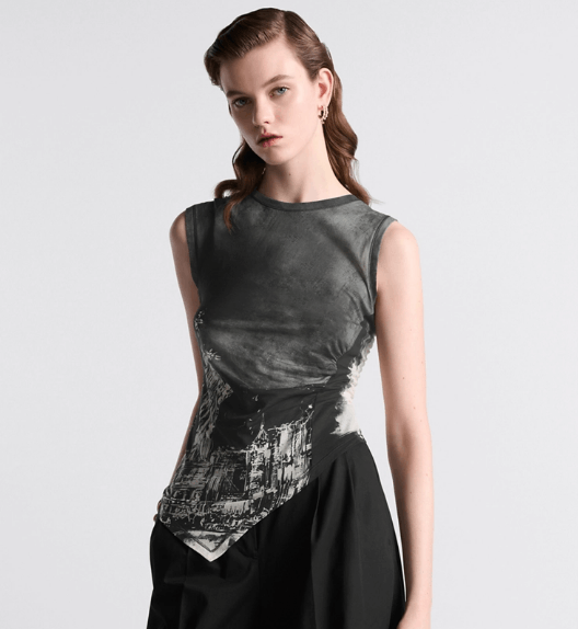 Dior o1w1db10925 443T26 Asymmetric Tank Top in Black/White Size XS / US 0-2 / IT 36-38 - 4 Thumbnail