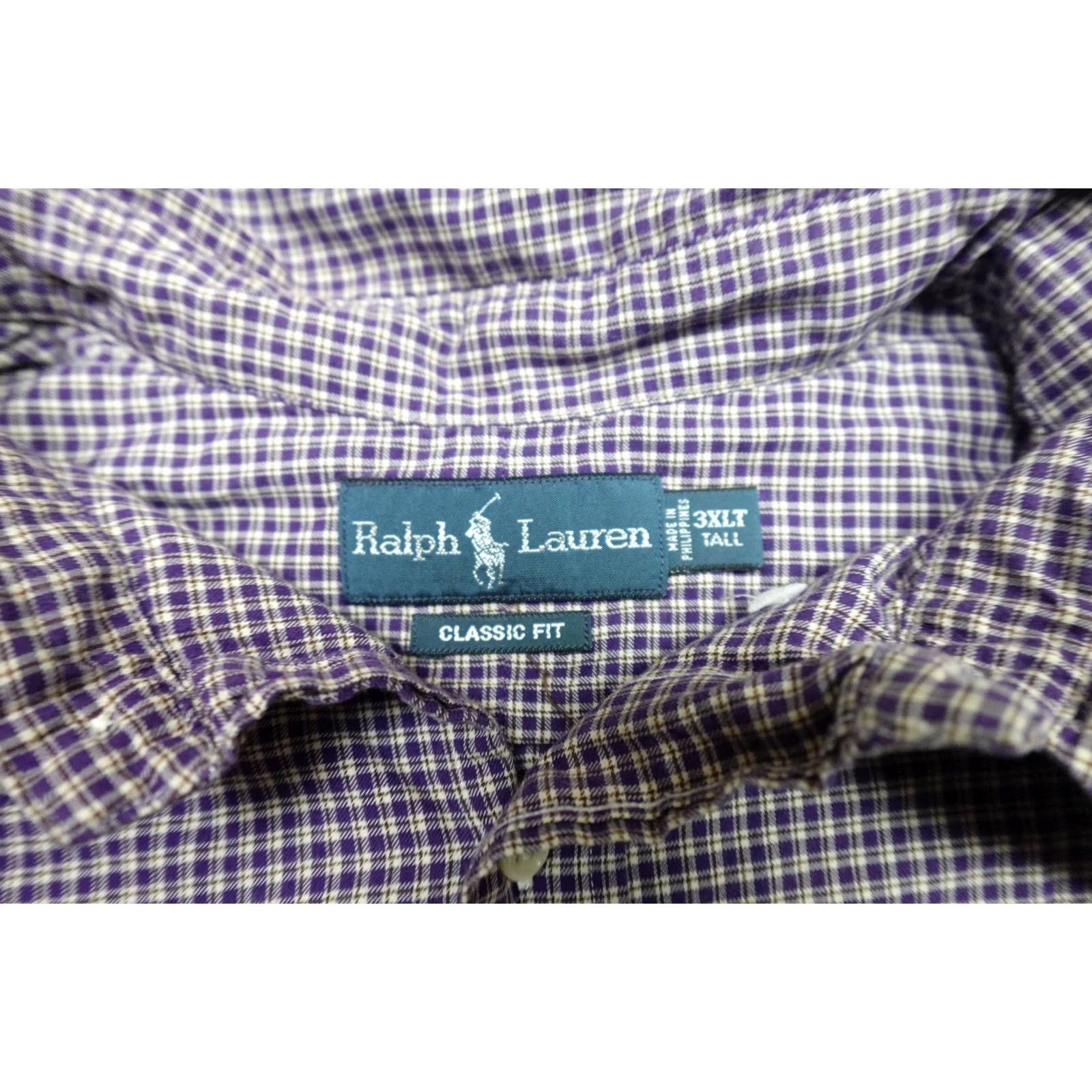 Ralph Lauren Ralph Lauren Dress Shirt Mens 3XLT Purple Check Long Sleeve Button-Down Shirt Size 48R - 2 Thumbnail