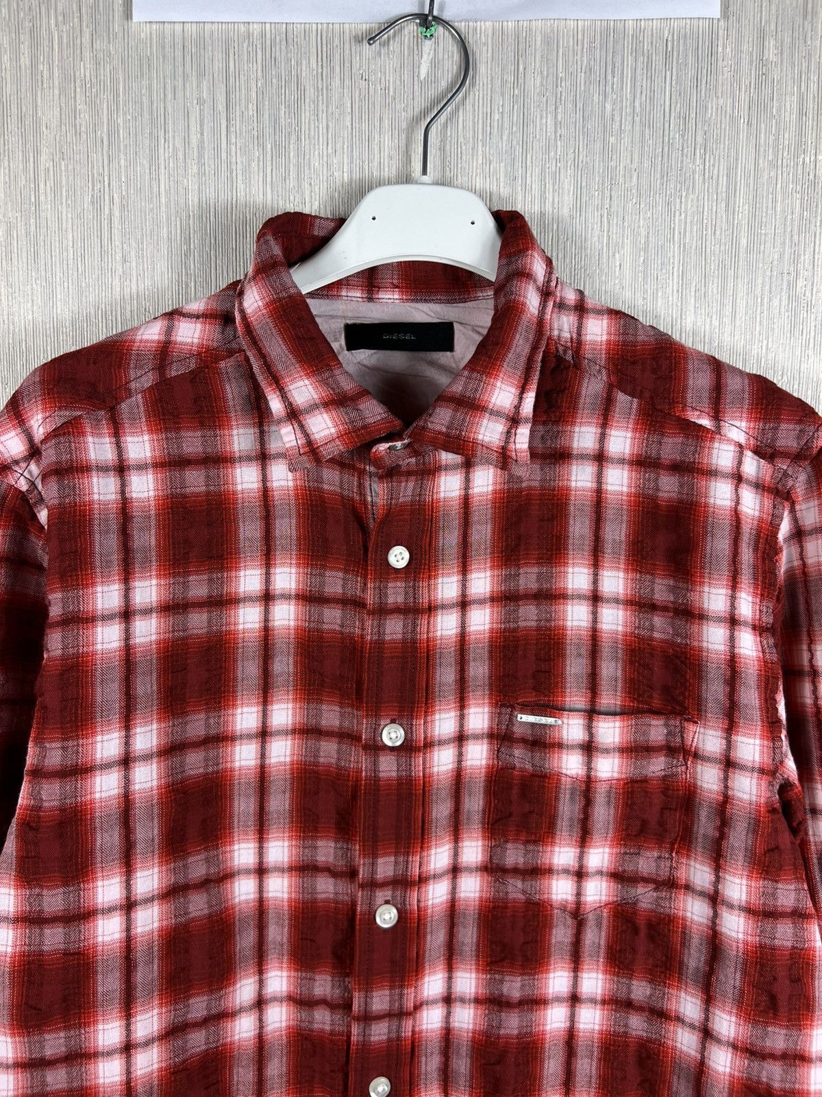 Diesel Diesel plaid button up checked distressed shrunk shirt logo Size US L / EU 52-54 / 3 - 4 Thumbnail