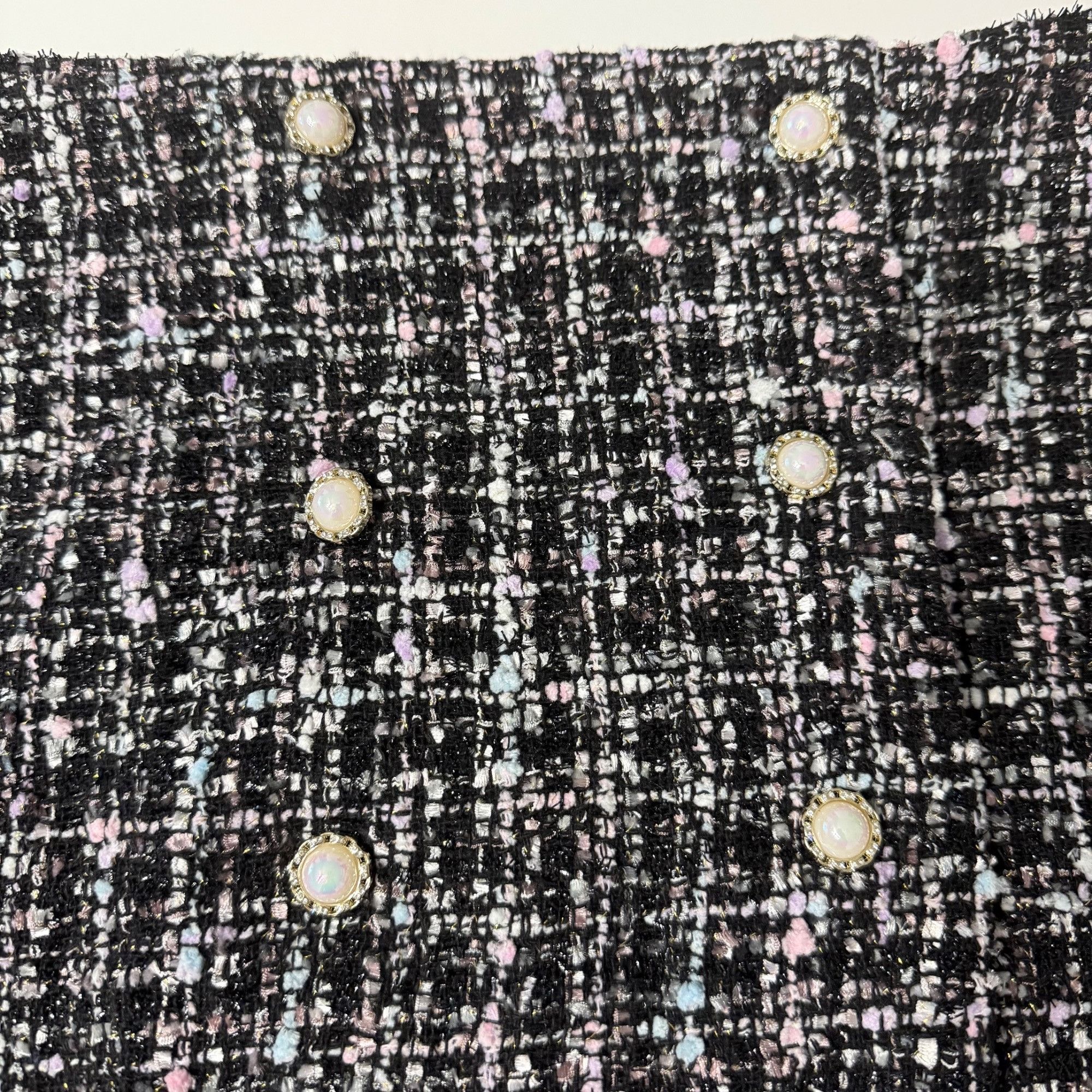 Other Bluivy Black & Pink Tweed Mini Skirt With Pearl Button Detai Size 30" / US 8 / IT 44 - 2 Thumbnail