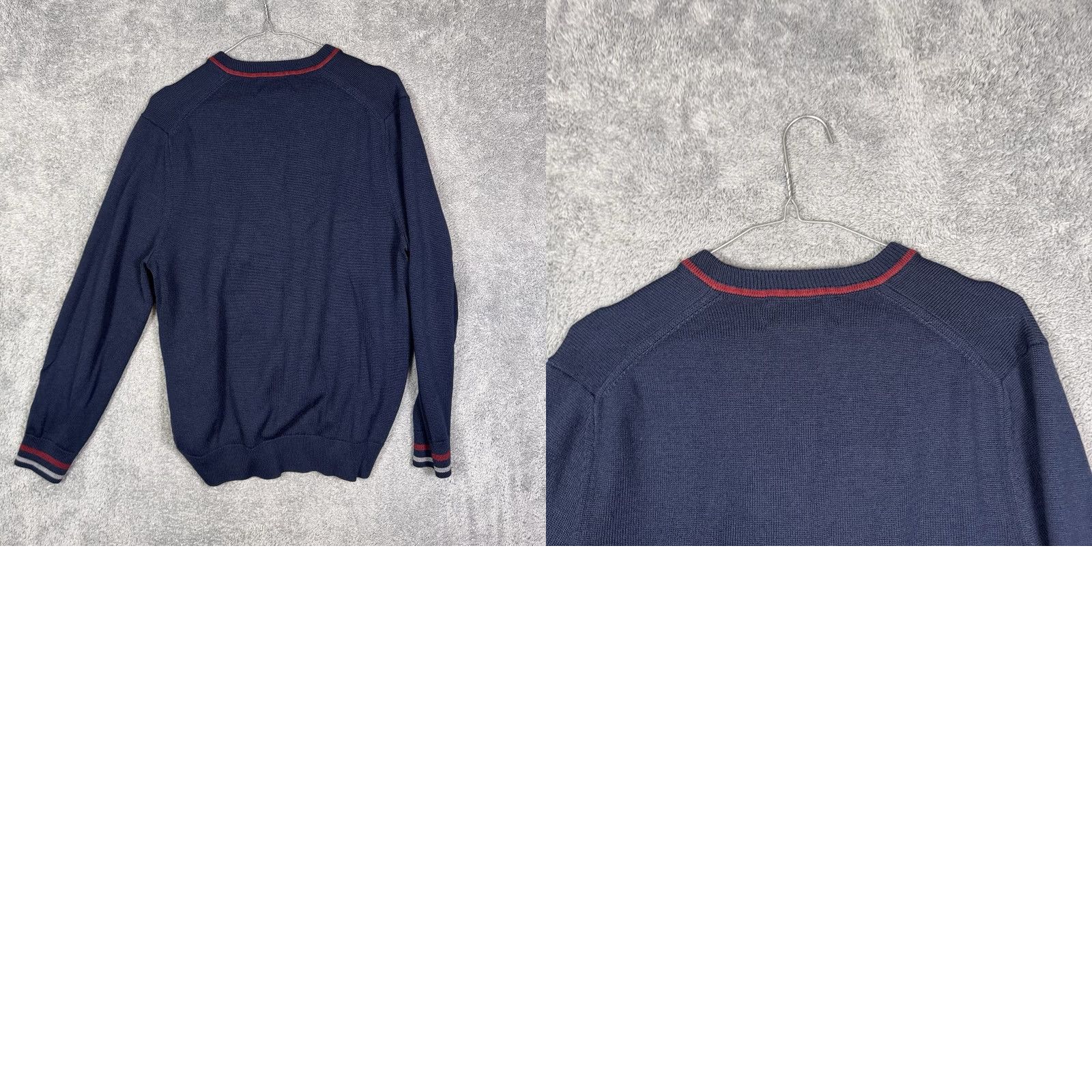Brooks Brothers Brooks Brothers Sweater Mens L Netjets Merino Wool Pullover V Neck Stripe Knit Pullover Wool/Breathable Regular Size L Blue Size US L / EU 52-54 / 3 - 8 Thumbnail