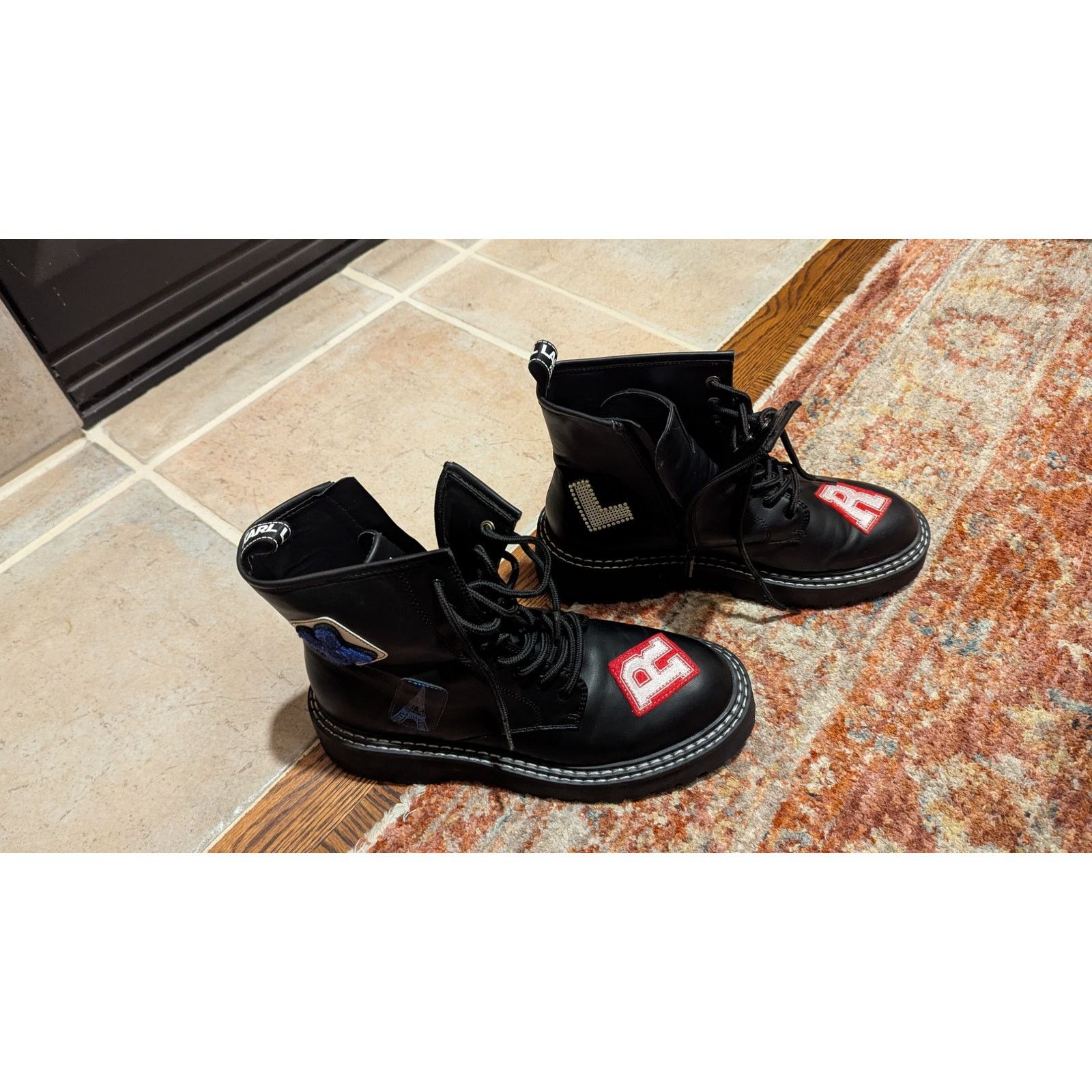 Karl Lagerfeld Karl Lagerfeld Paris Zip Up Combat Boots Dixie E23 Patches Size US 11 / IT 41 - 7 Thumbnail