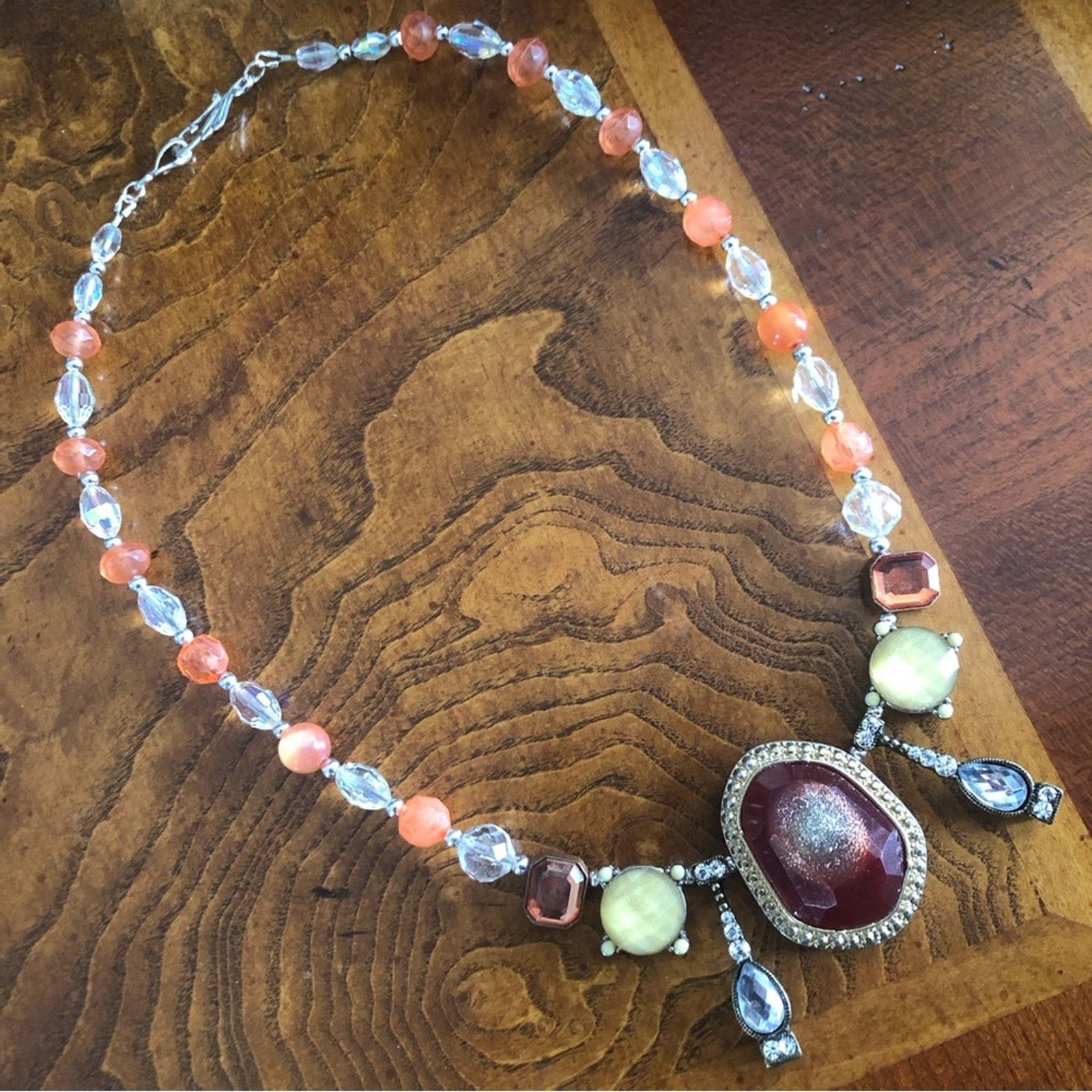 Handmade Handcrafted Hawaiian sunset crystal bead stone necklace Size ONE SIZE - 10 Thumbnail