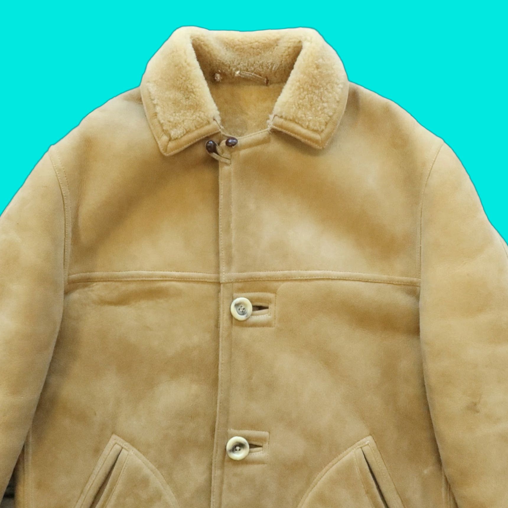 Abercrombie & Fitch VINTAGE Abercrombie & Fitch Suede Trench Coat Men 38 Brown Sherpa Lined 60s Rare Size US XXS / EU 40 - 1 Thumbnail