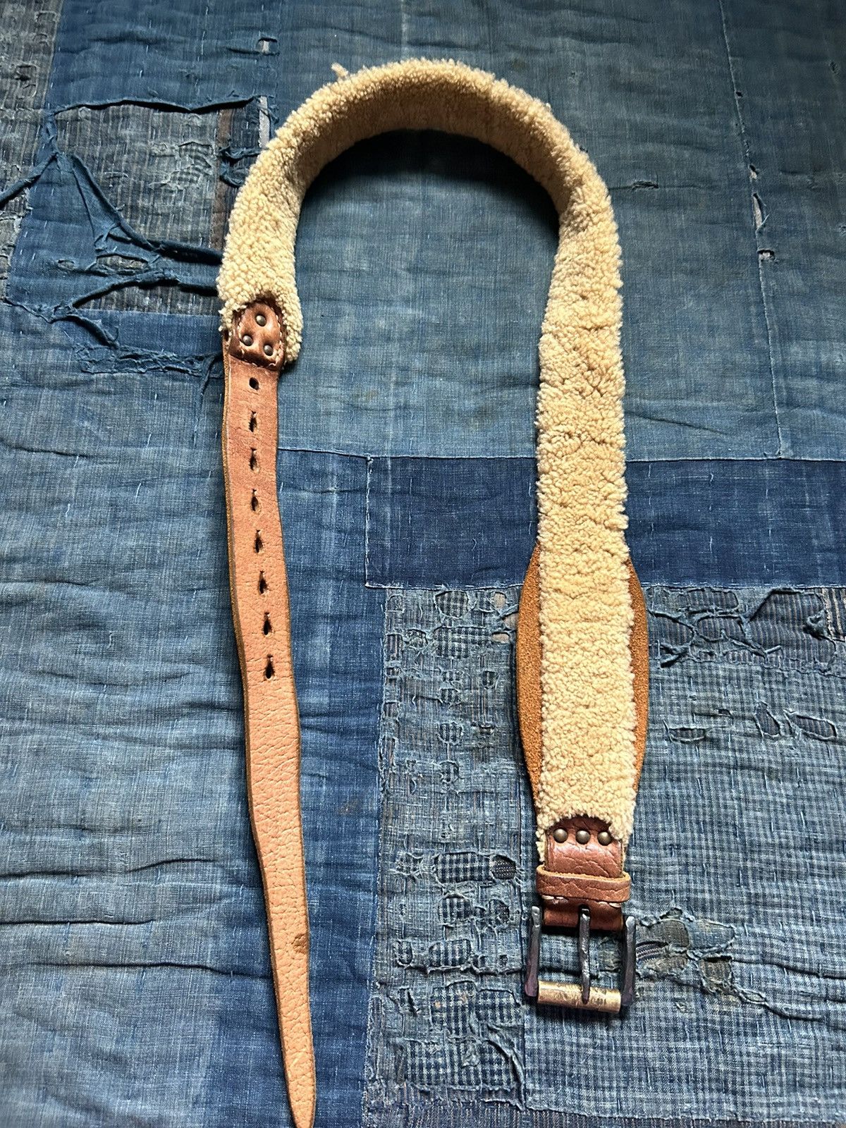 Kapital × Kapital Kountry kapital Boa fleece Belt - Beige Size ONE SIZE - 1 Thumbnail