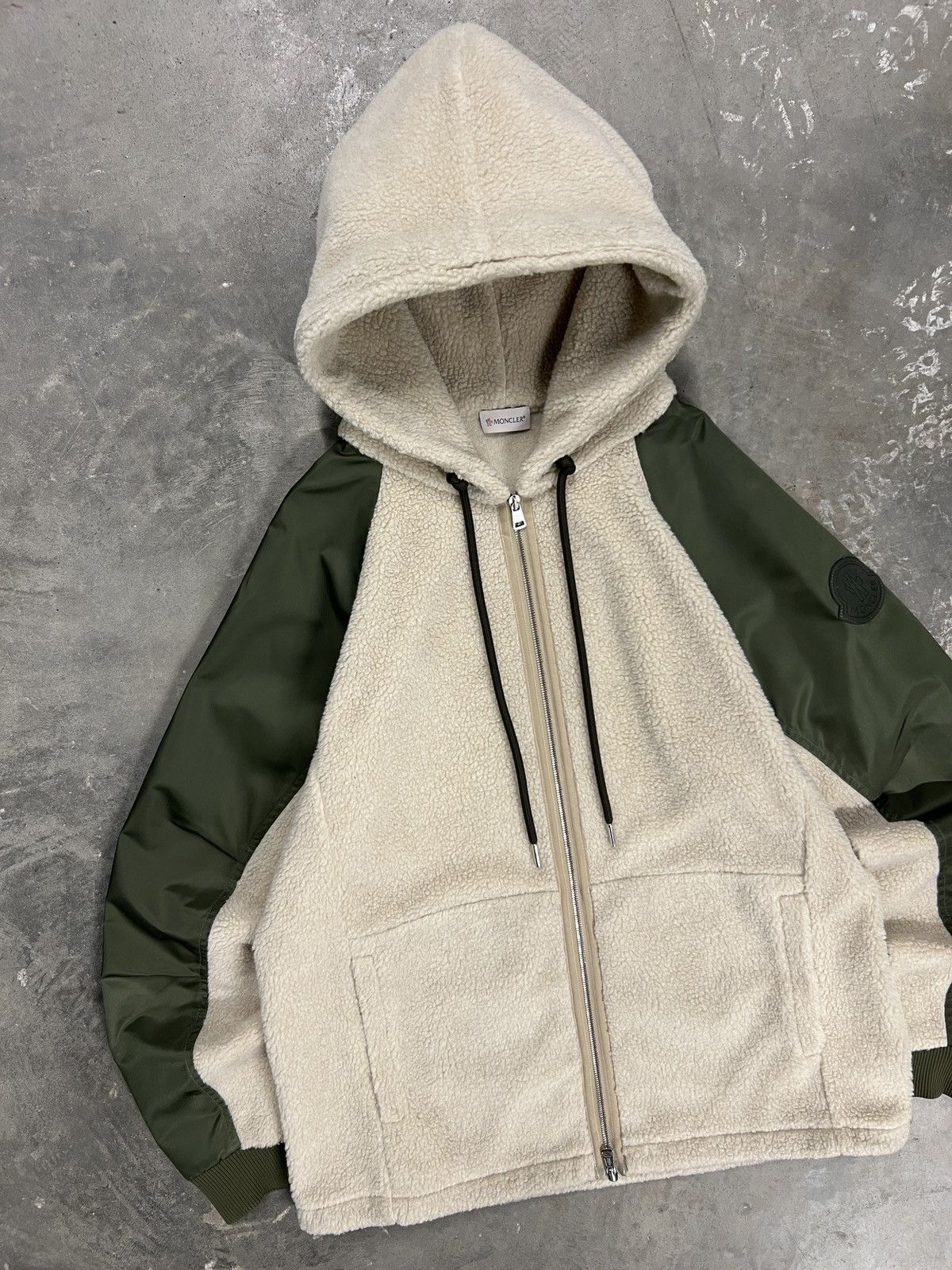 Moncler Moncler Teddy Fleece Wool Nylon Hooded Jacket Size US XL / EU 56 / 4 - 2 Thumbnail