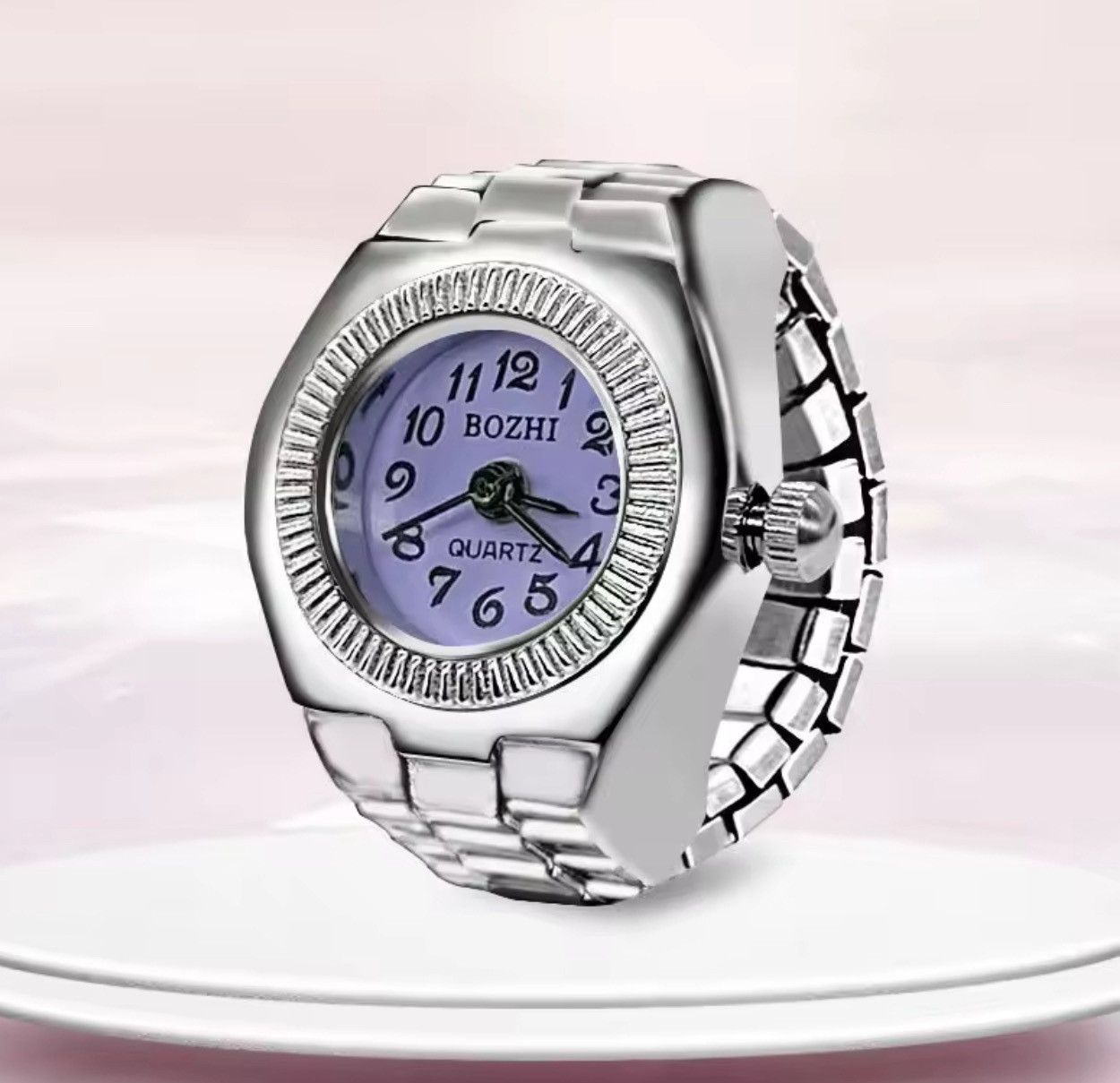 Jewelry Y2K 2000s Vintage Retro Silver Tone Watch Ring Round Face Size ONE SIZE - 3 Thumbnail