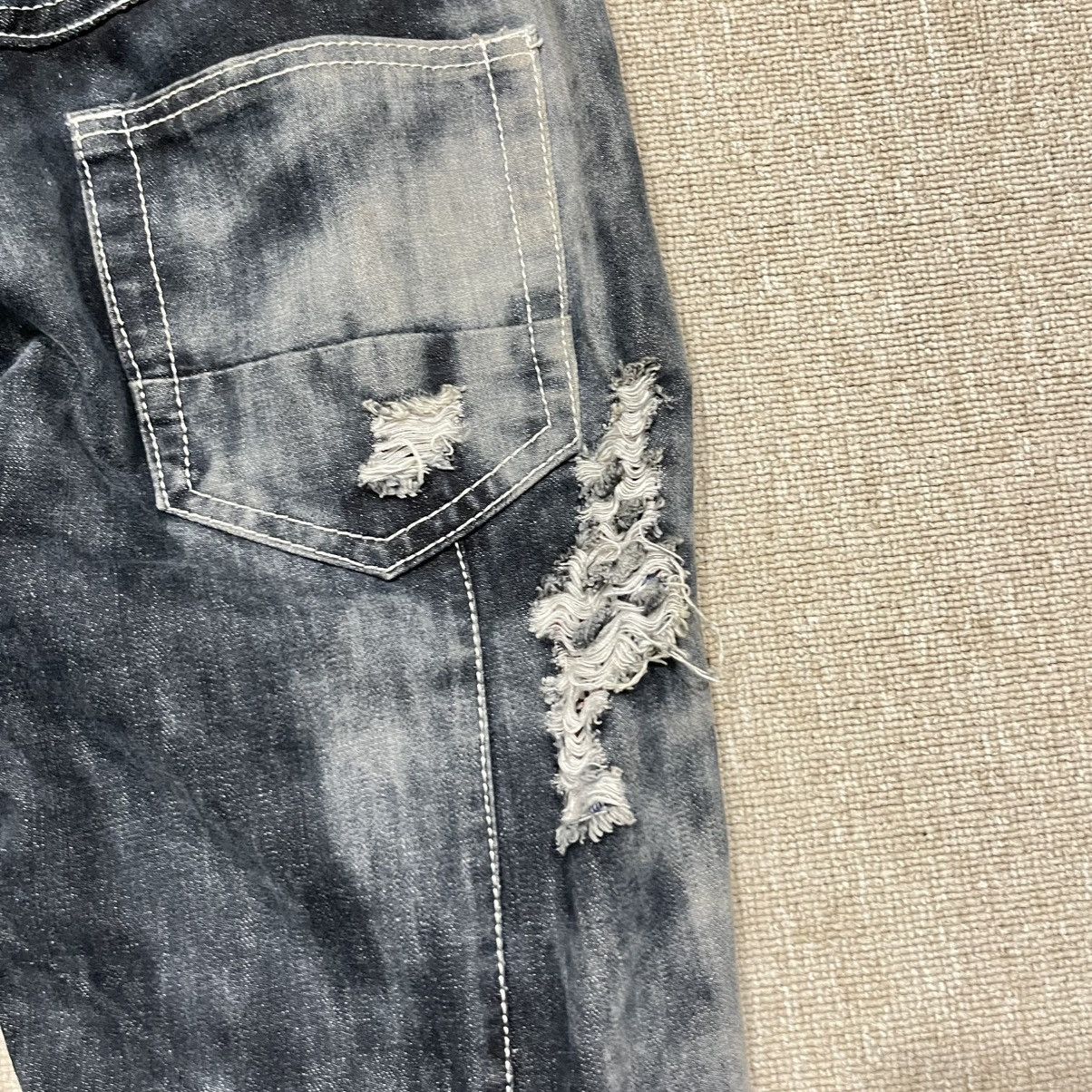 Hysteric Glamour BI Jeans - Skull Destroyed Studed Mud Wash Skinny Jeans Size US 32 / EU 48 - 14 Thumbnail