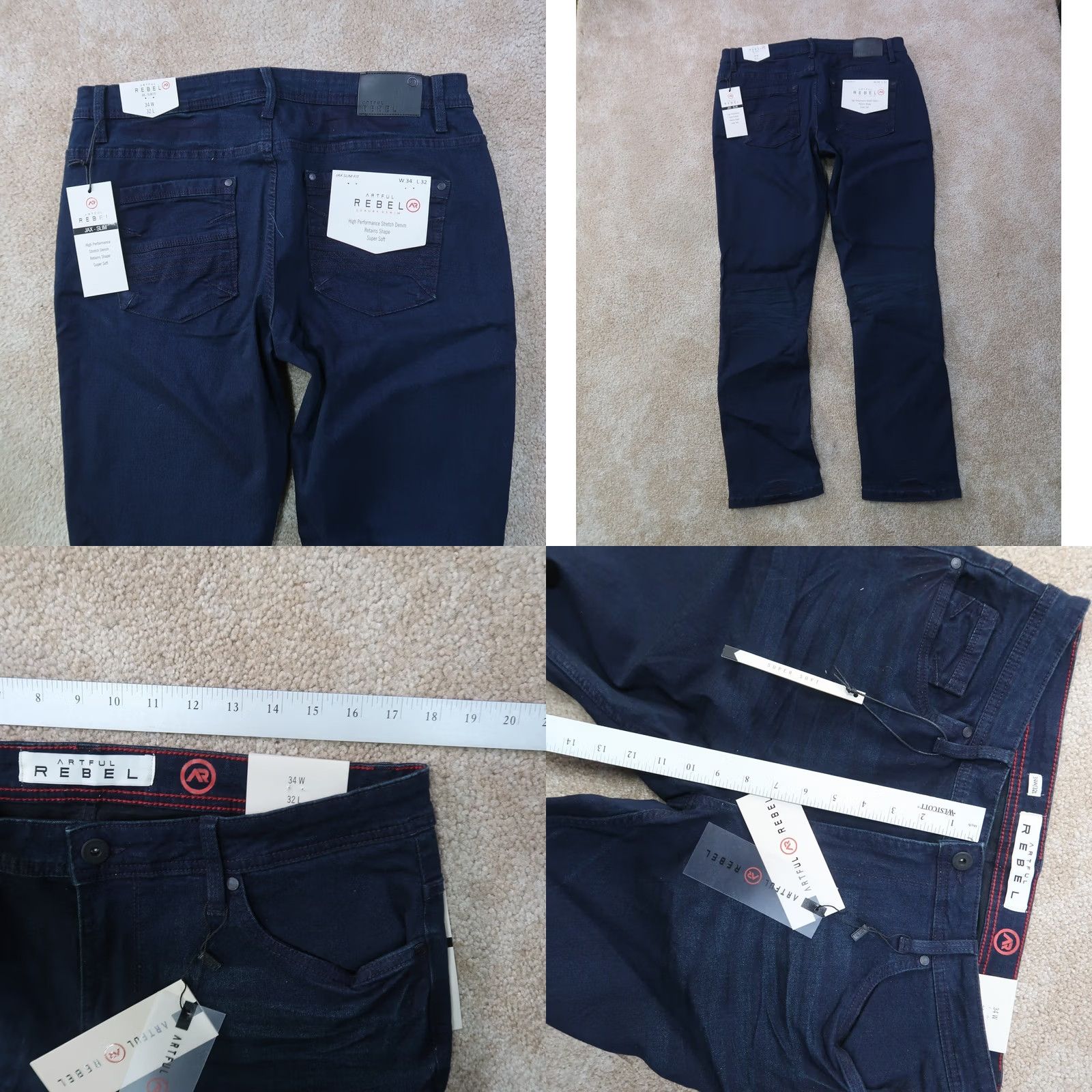 Vintage Artful Rebel Jeans Mens 34x32 Blue JAX Slim Straight Leg Stretch NWT Jeans Size US 34 / EU 50 - 8 Thumbnail