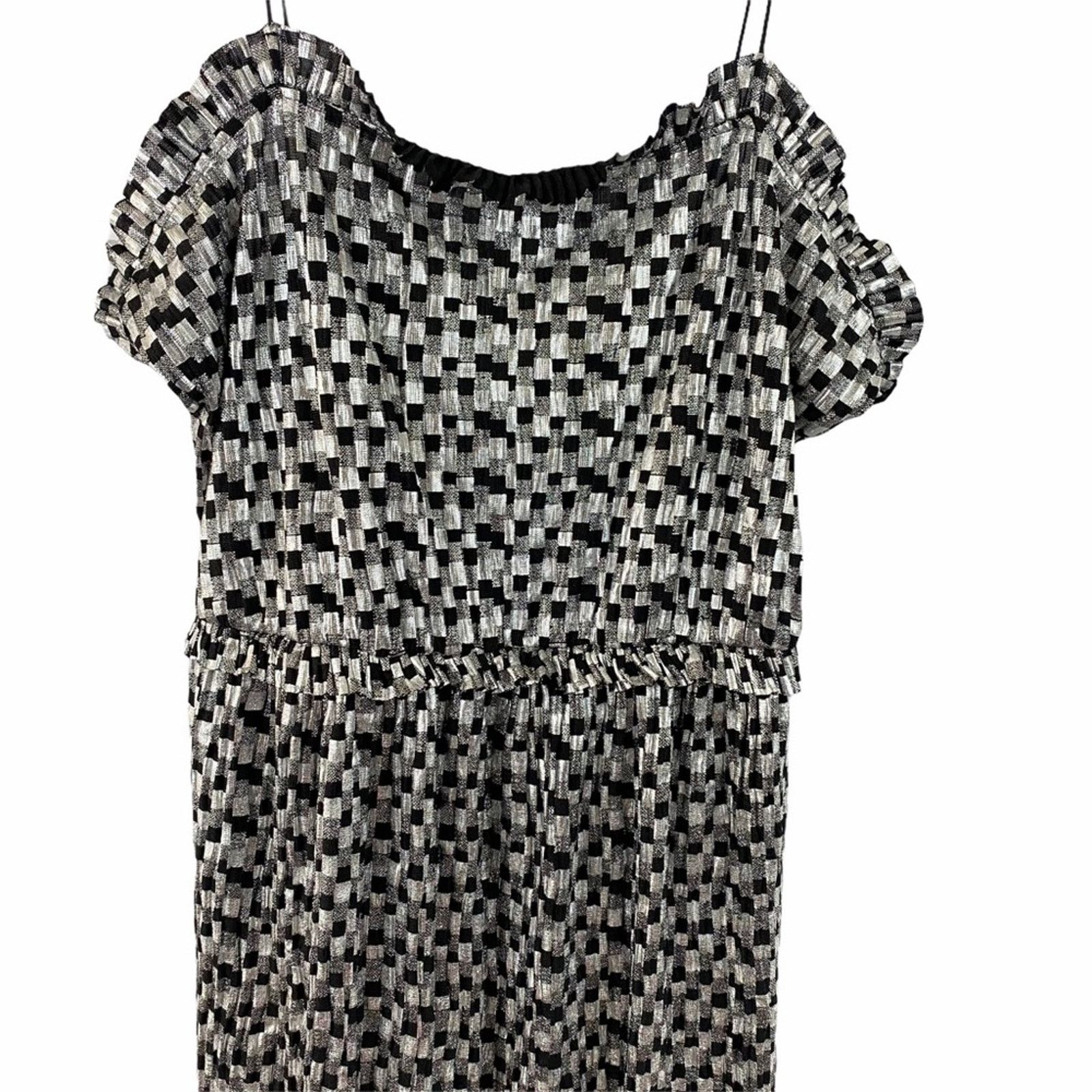 Zara Zara Metallic Silver Black Cocktail Mini Dress Size Large Size L / US 10 / IT 46 - 7 Thumbnail