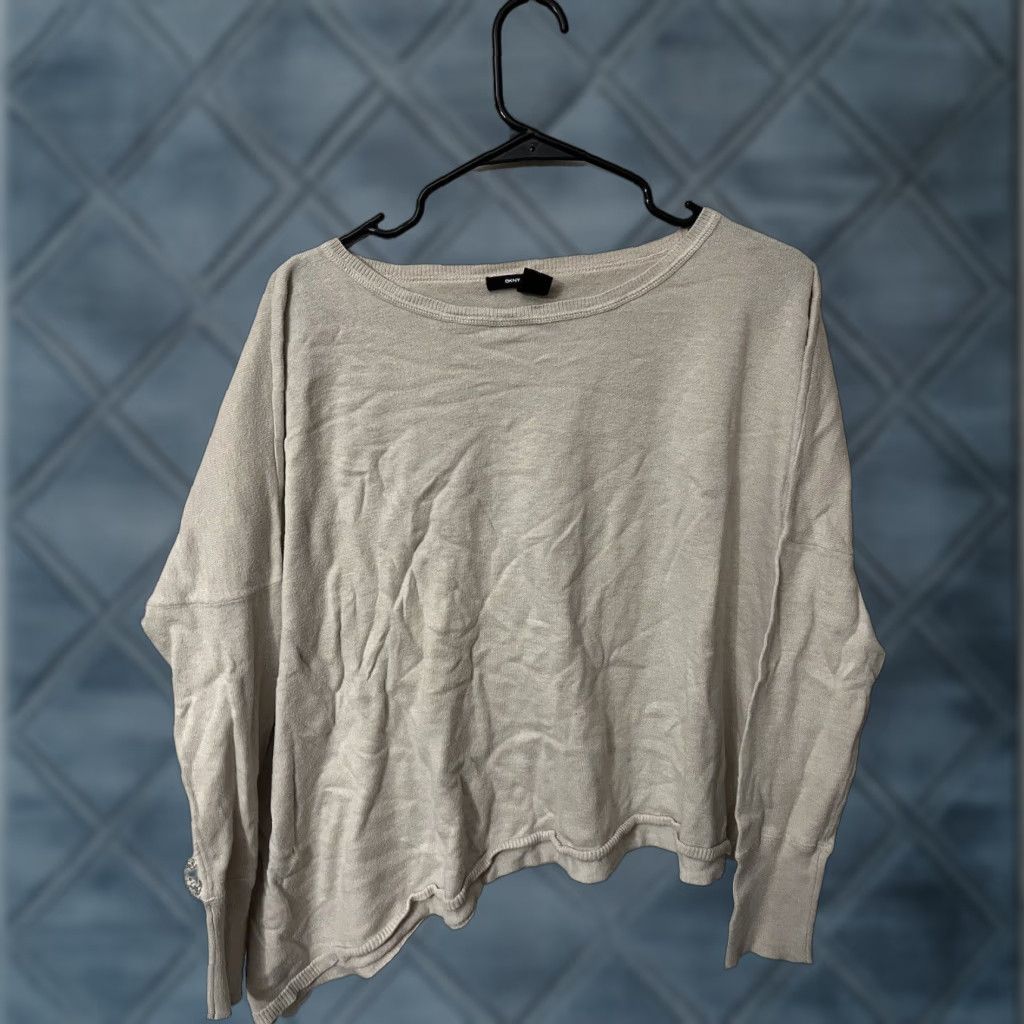 DKNY VINTAGE DKNY Women's Sweater Crewneck Long Sleeve S/M Beige Cotton Blend Solid Fall/Winter Womens Size S / US 4 / IT 40 - 1 Thumbnail