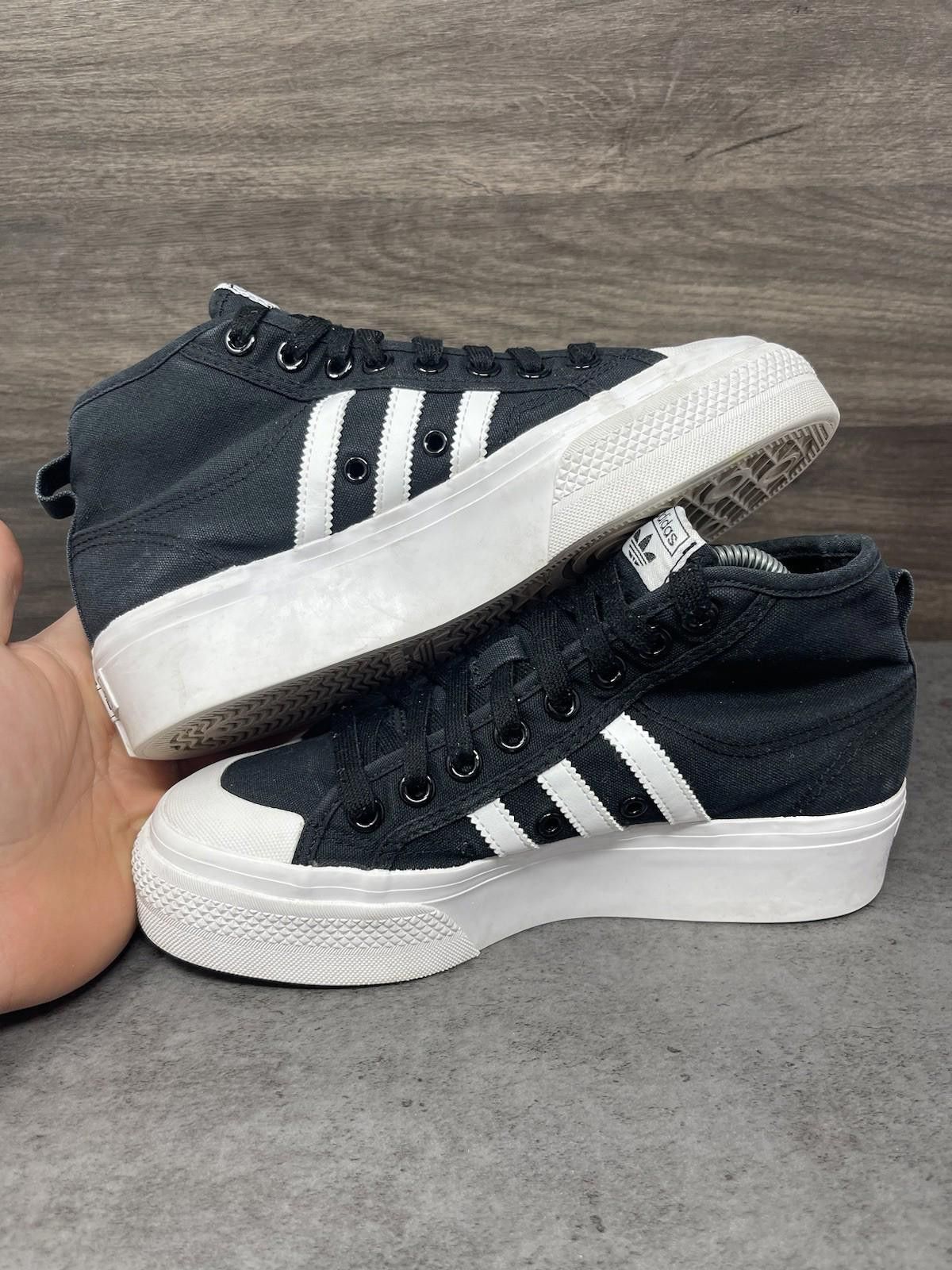 Adidas Adidas Nizza Mid Platform Sneakers Womens Size 7 Black White Size US 7 / IT 37 - 7 Thumbnail