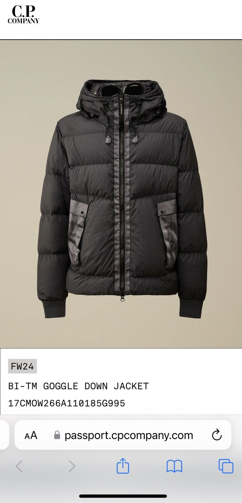 C.P. Company new c.p. company bi-tm goggle down puffer jacket size XL Size US XL / EU 56 / 4 - 6 Thumbnail