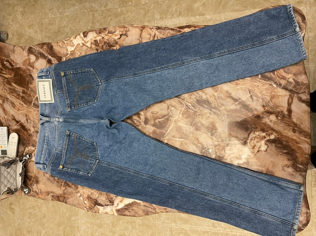 Versace Versace 95 New Leather Logo Jeans Size US 35 - 6 Thumbnail